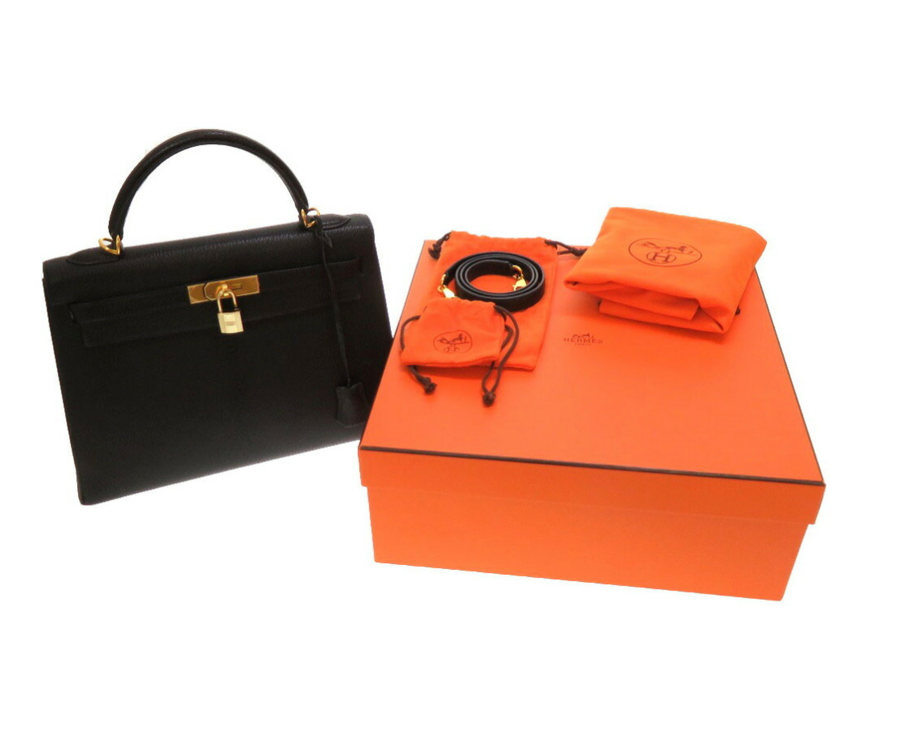 Hermes Kelly 32 Chevre Coromandel leather handbag