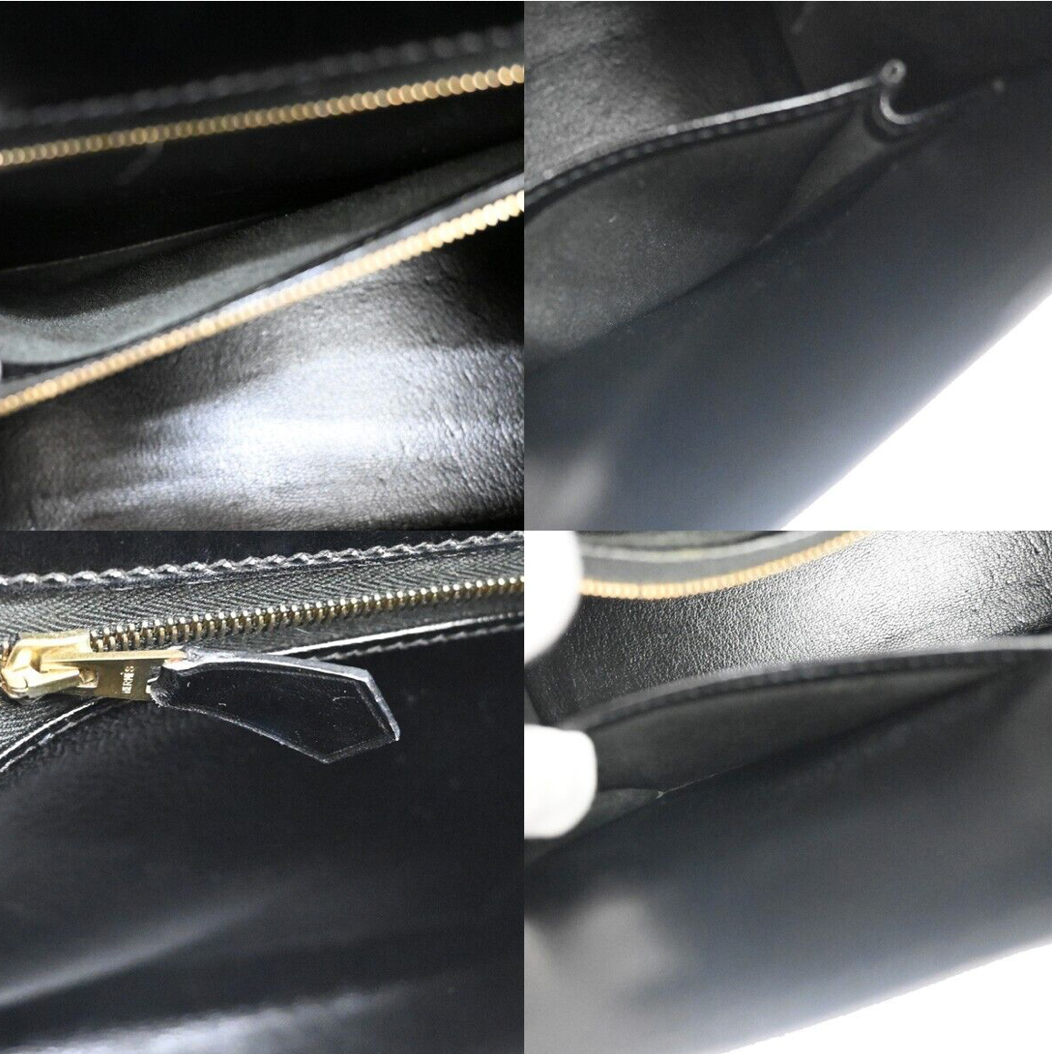 Black Hermes Kelly 28 handbag with a strap