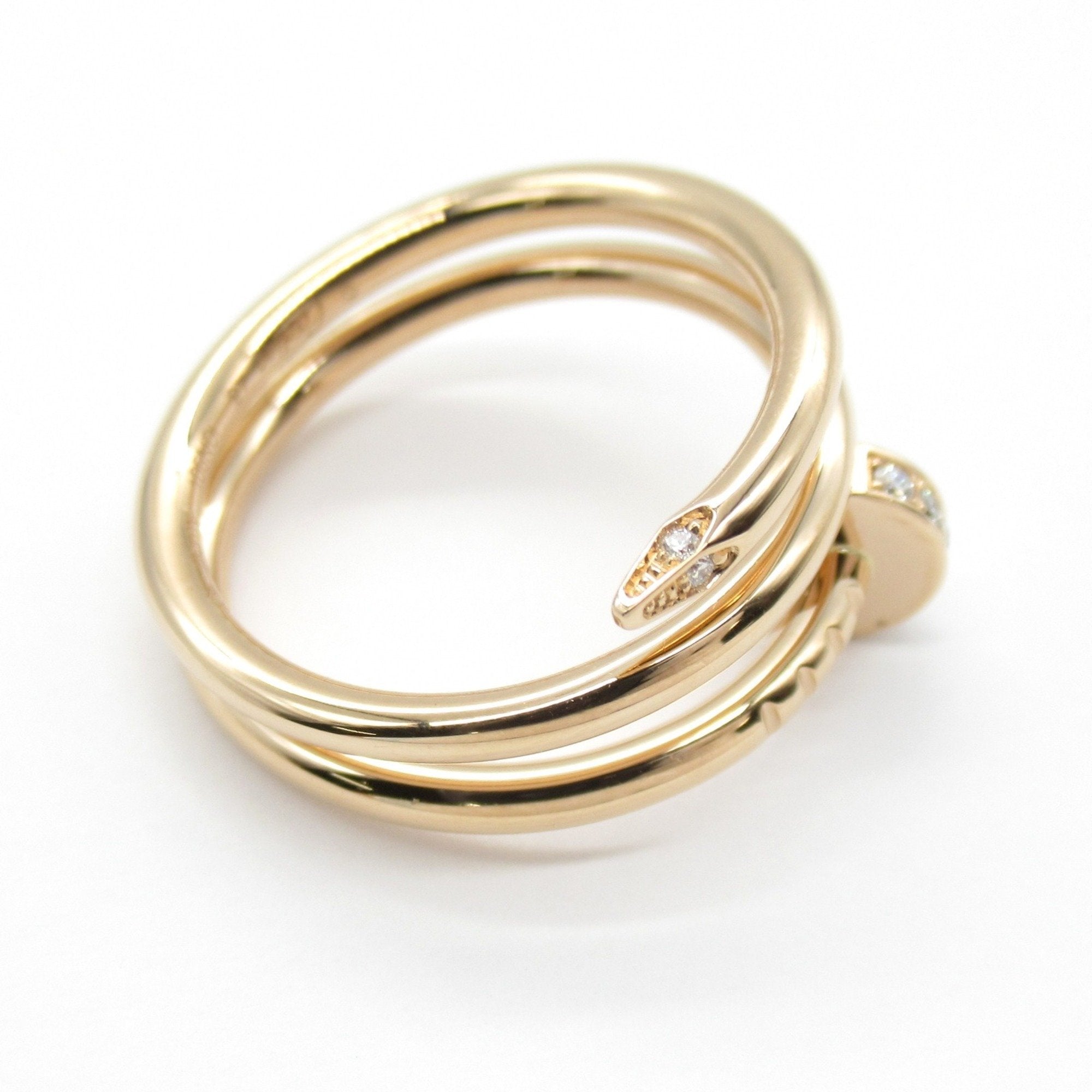 Pre-owned Cartier Juste un Clou 18K rose gold & diamonds ring with a box