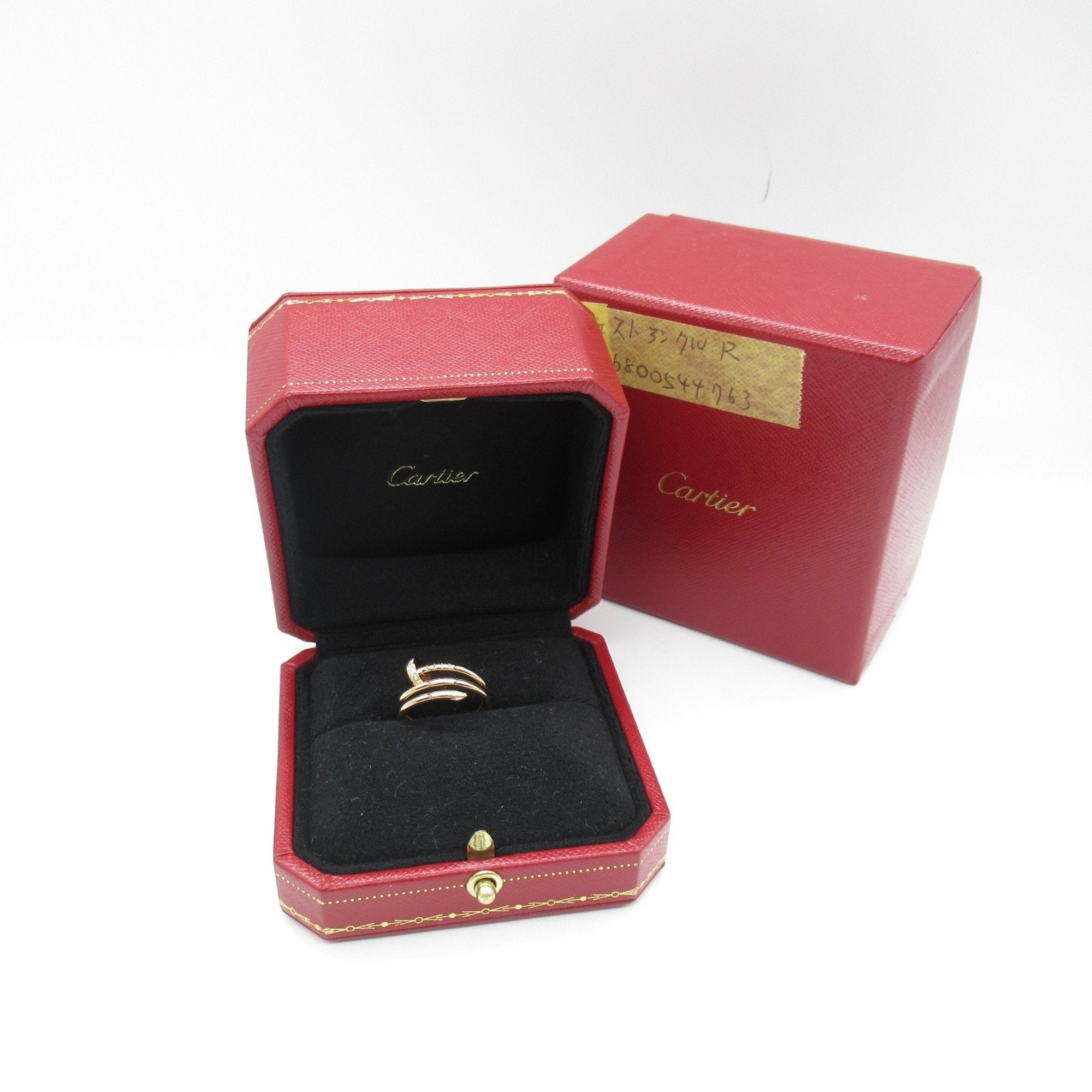 Pre-owned Cartier Juste un Clou 18K rose gold & diamonds ring with a box