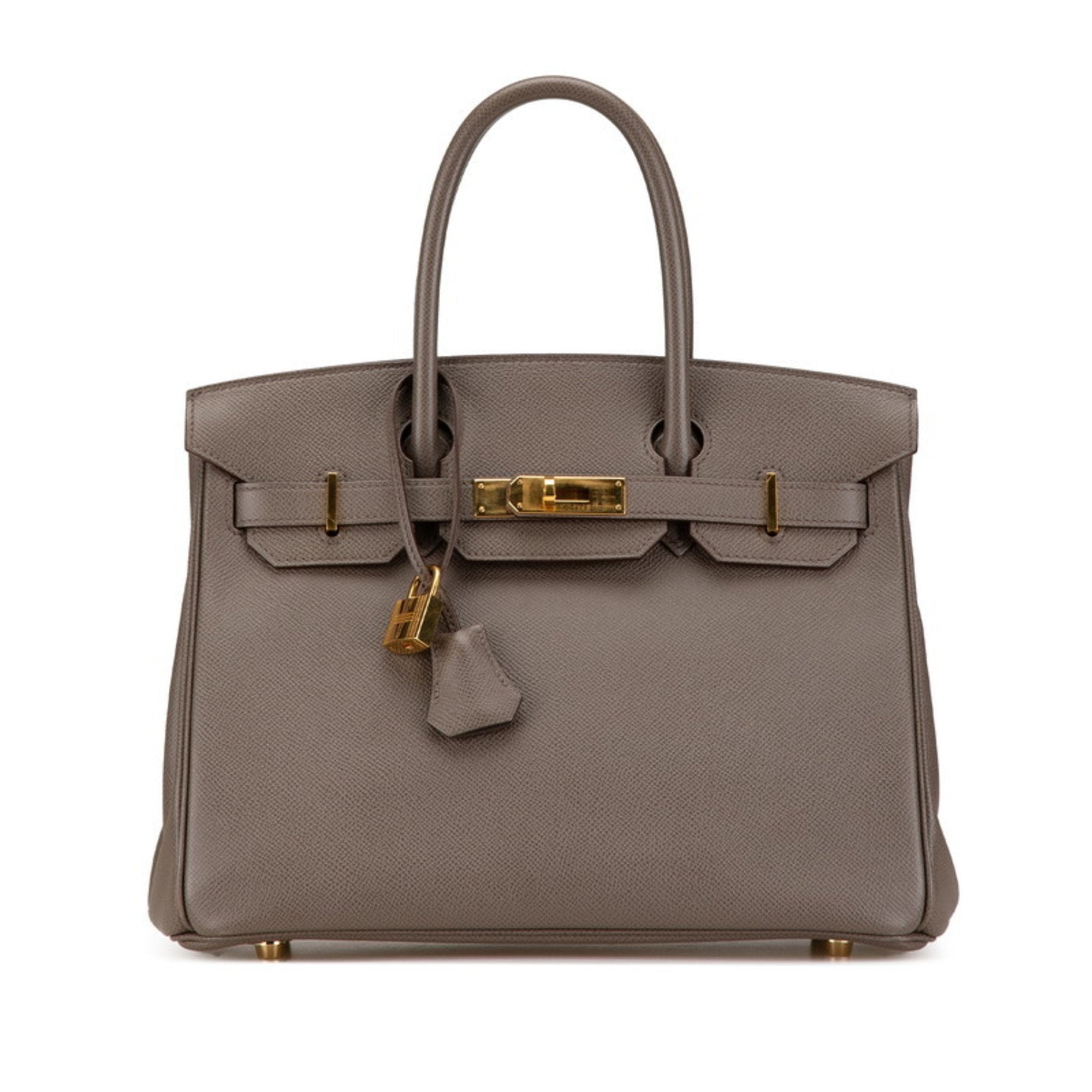 Pre-owned Hermès Birkin 30 handbag in grey leather and gold plated hardware