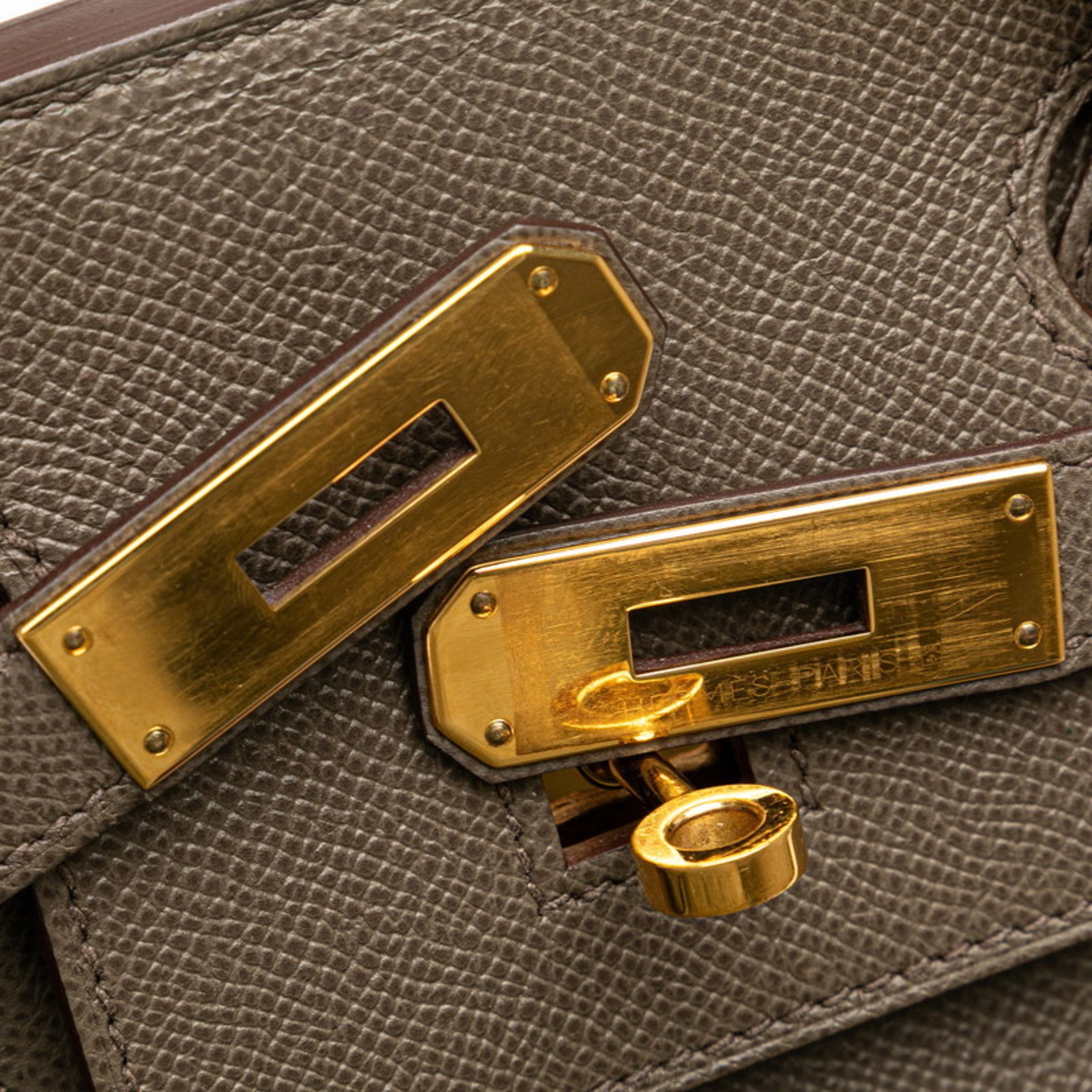 Pre-owned Hermès Birkin 30 handbag in grey leather and gold plated hardware