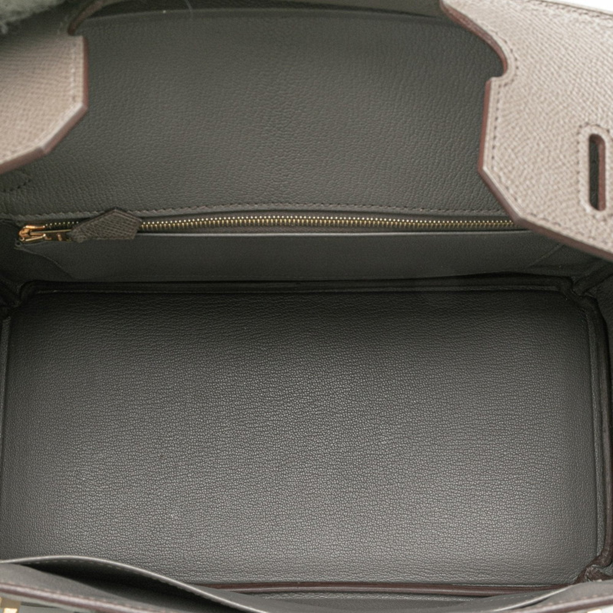 Pre-owned Hermès Birkin 30 handbag in grey leather and gold plated hardware