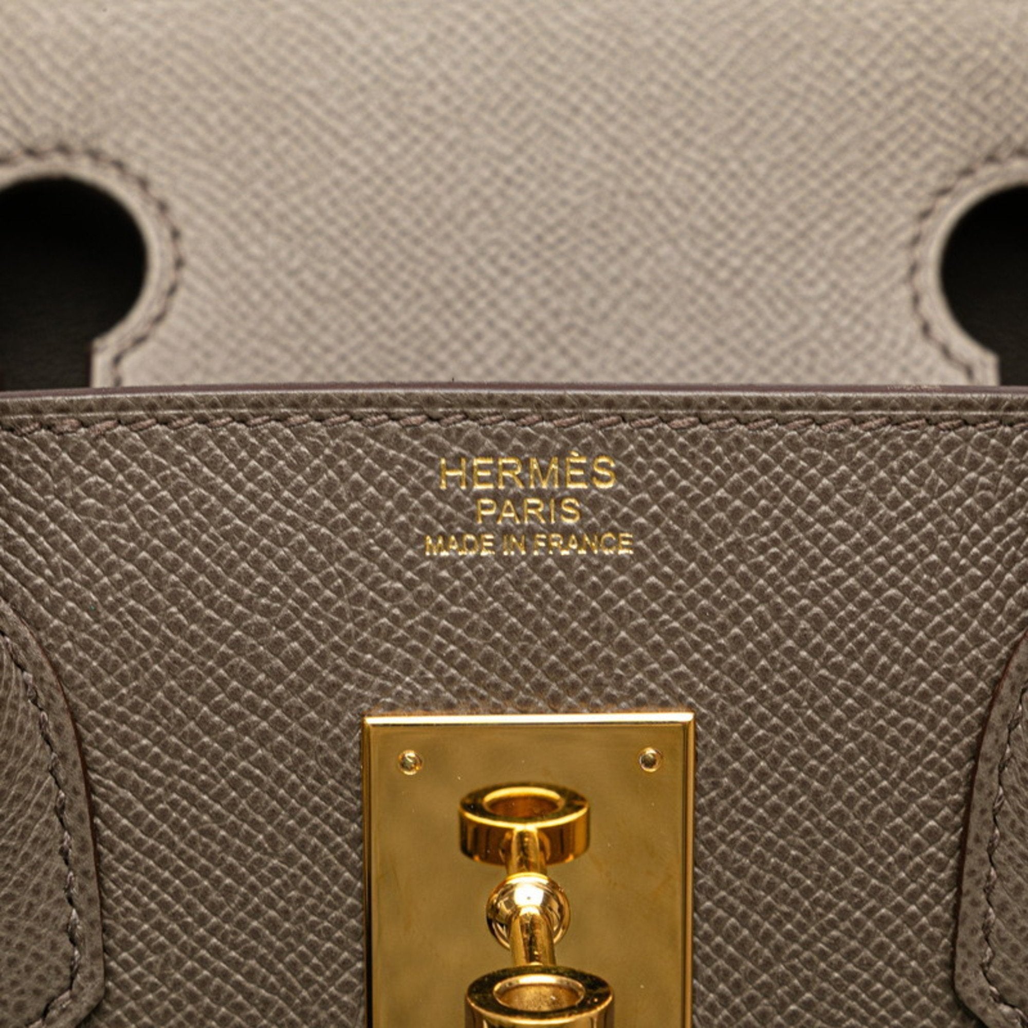 Pre-owned Hermès Birkin 30 handbag in grey leather and gold plated hardware