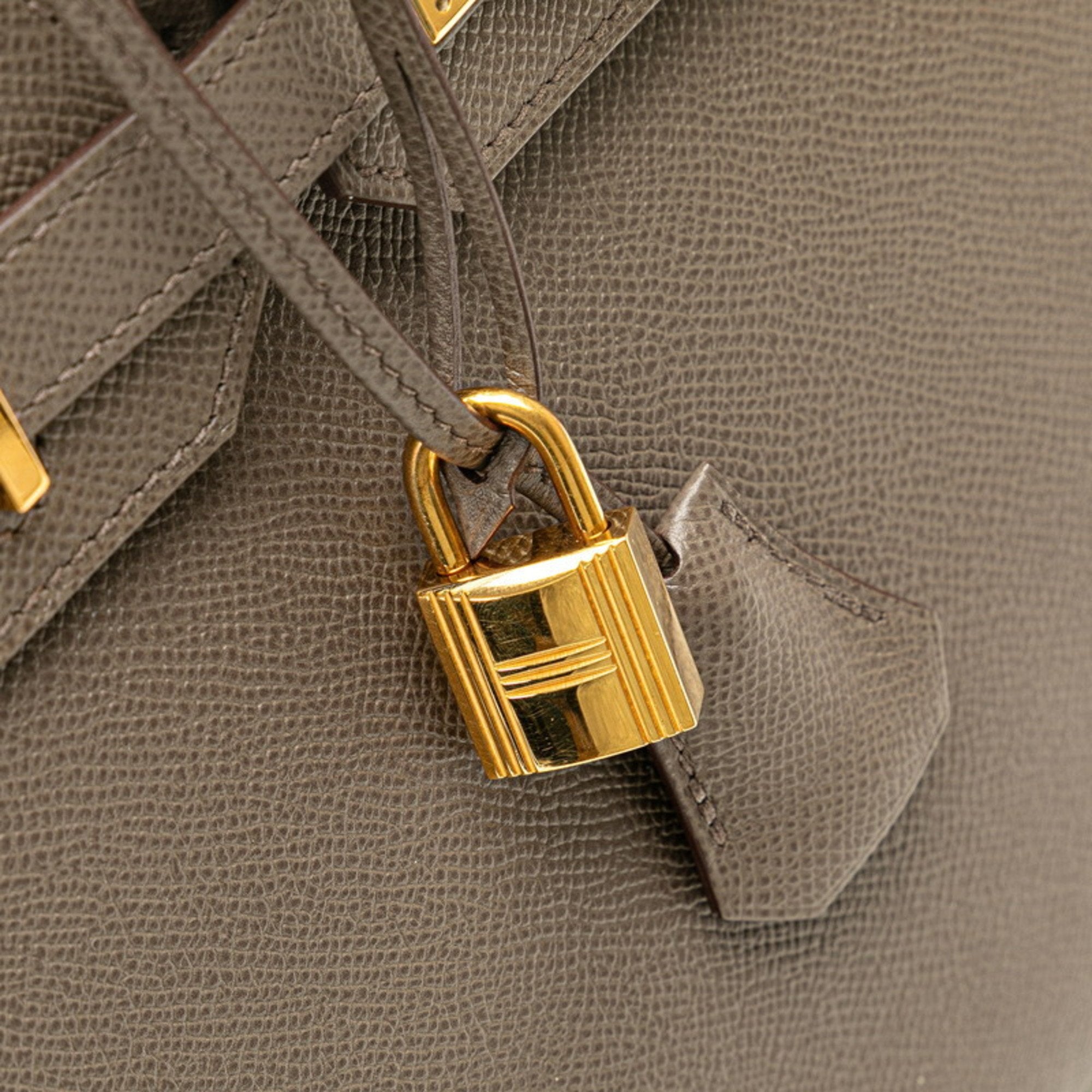 Pre-owned Hermès Birkin 30 handbag in grey leather and gold plated hardware