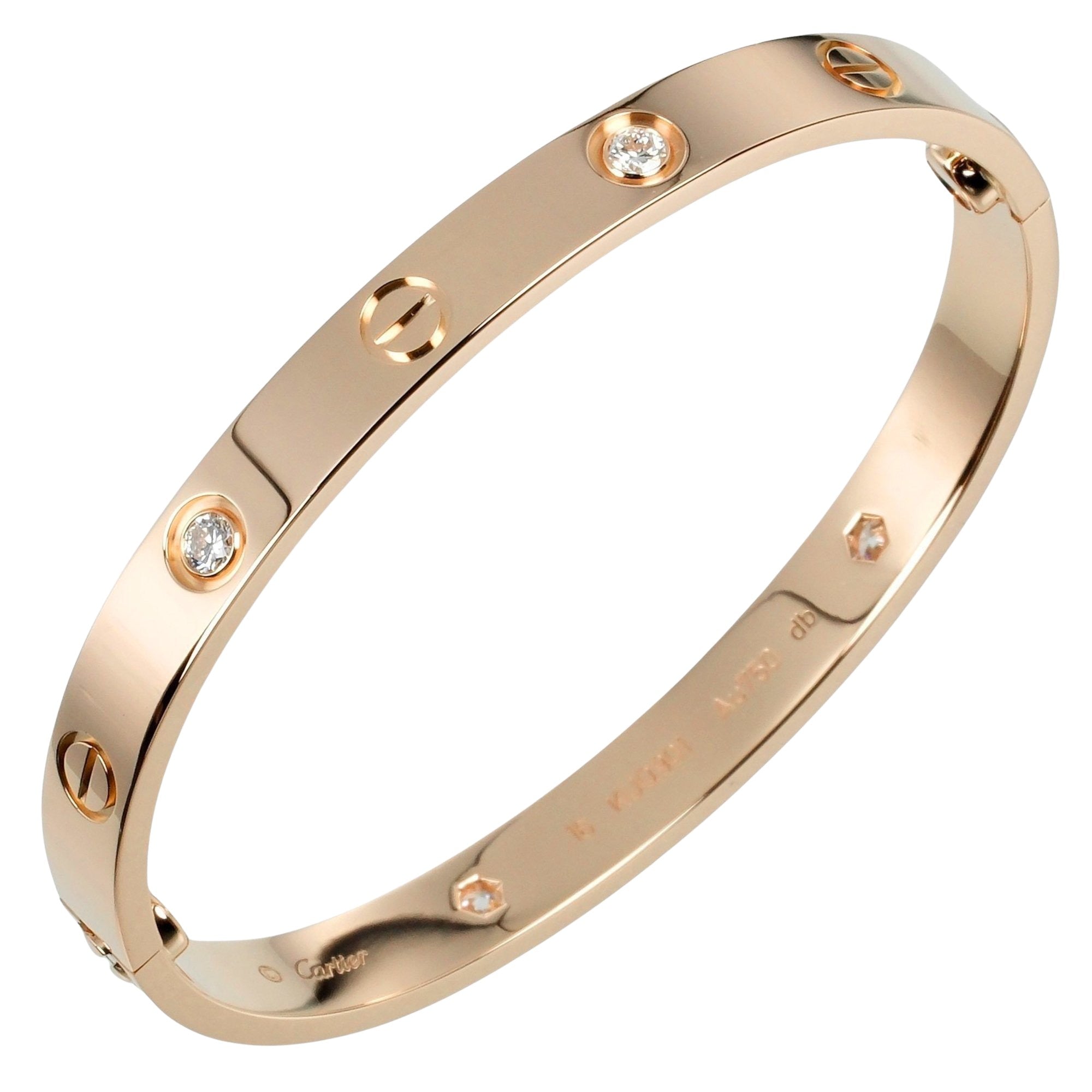 Pre-owned Cartier Love bracelet crafted from 18K rose gold with 4 brilliant-cut diamonds