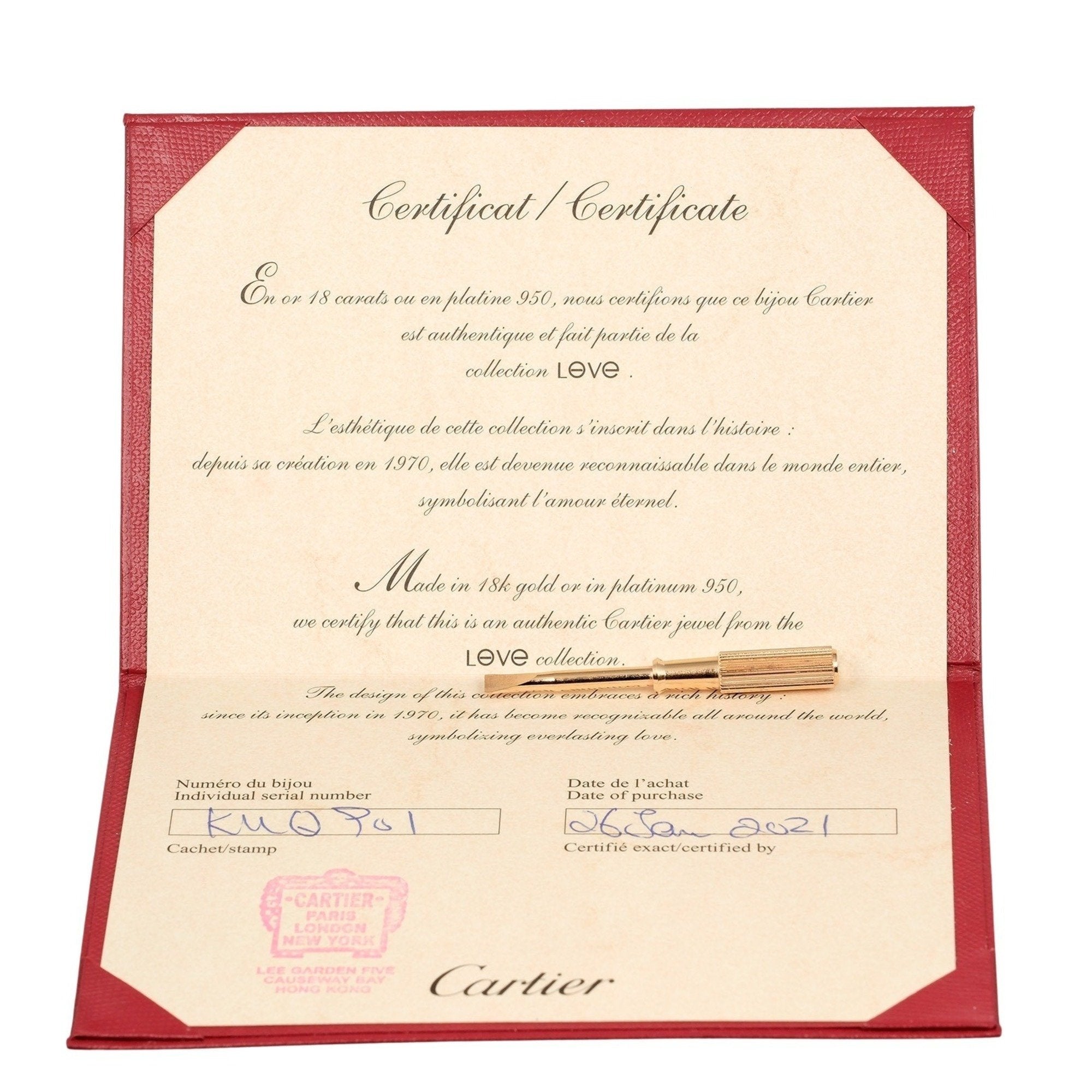 Pre-owned Cartier Love bracelet crafted from 18K rose gold with 4 brilliant-cut diamonds