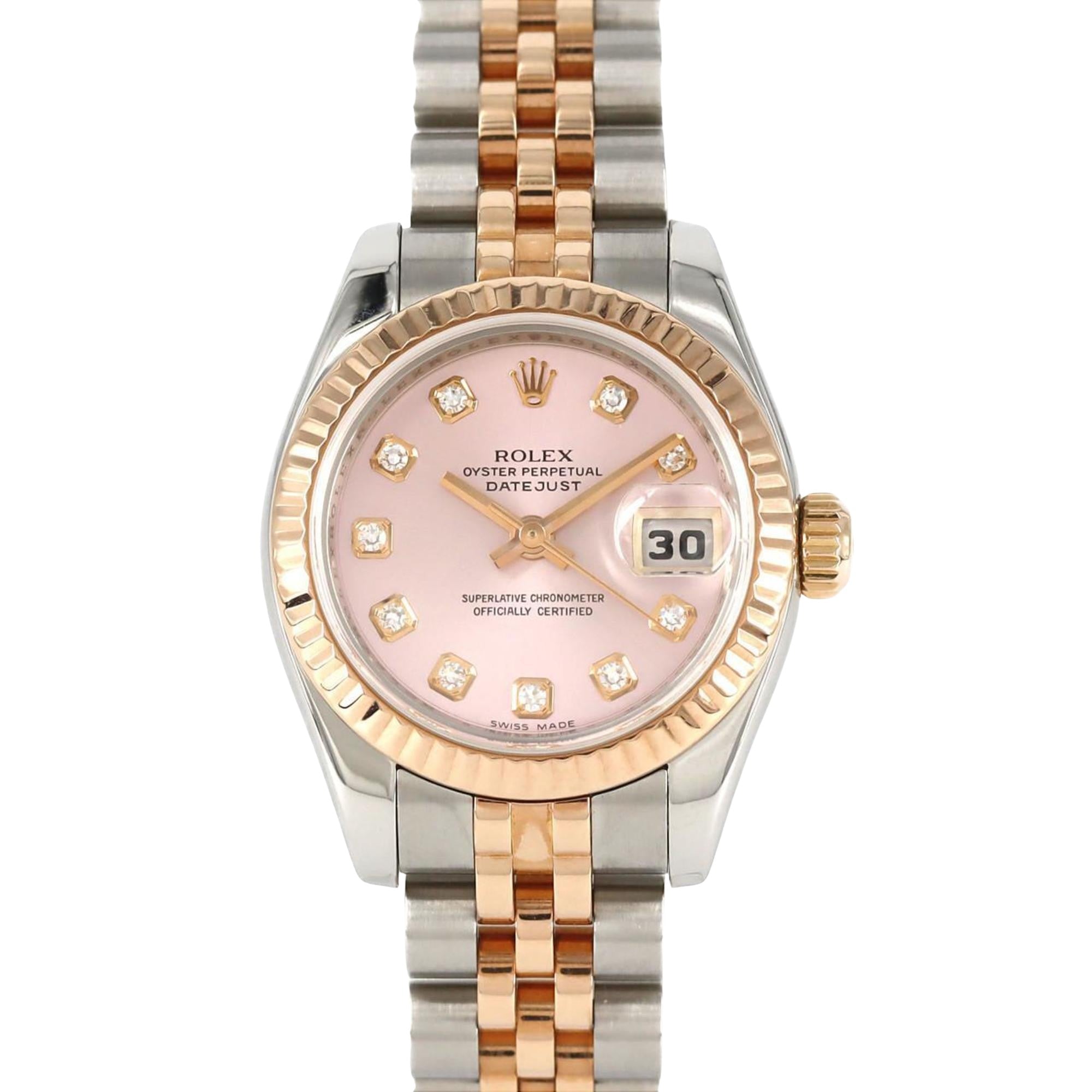 Pre-owned 2006 Rolex Lady 26mm Datejust 179171 stainless steel and rose gold