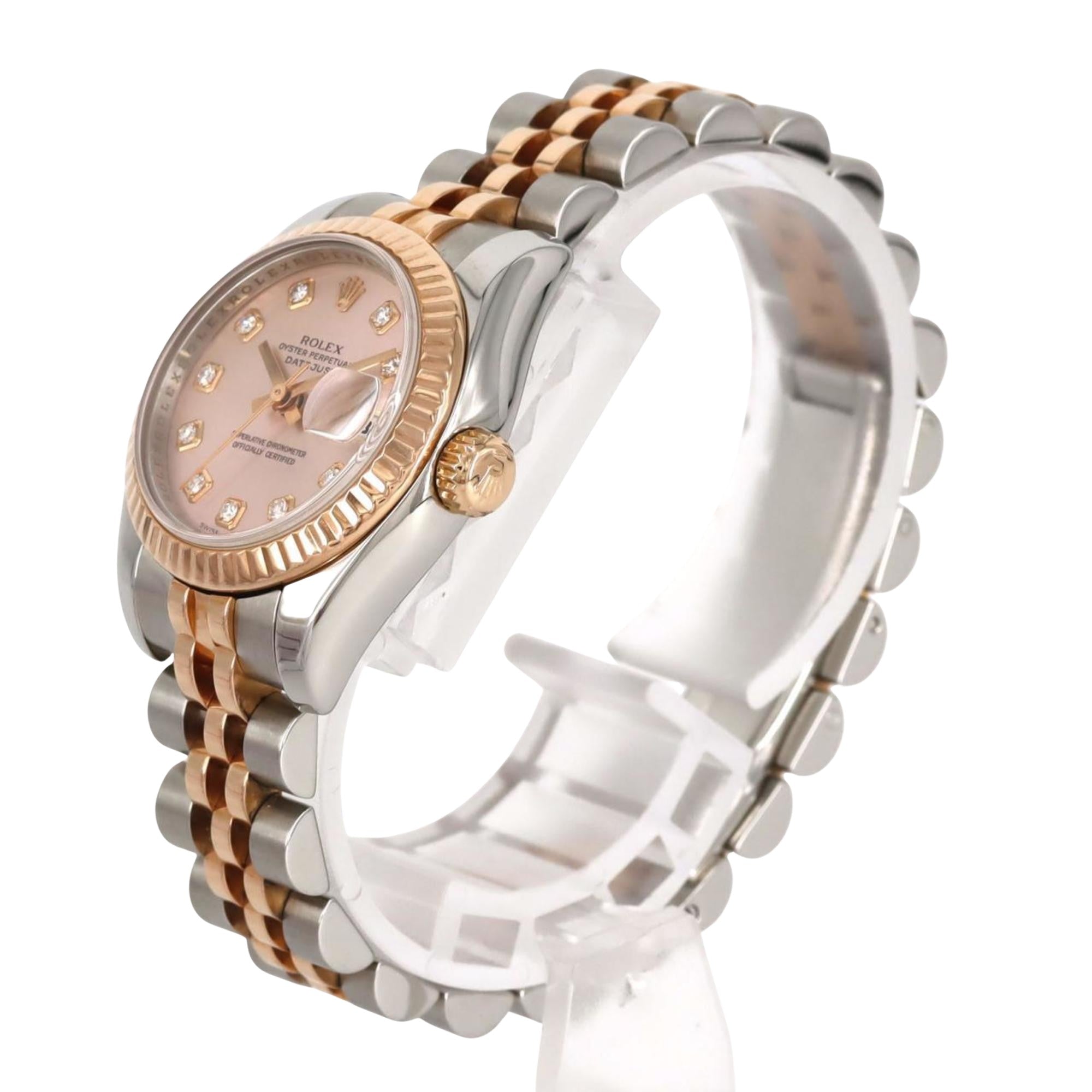 Pre-owned 2006 Rolex Lady 26mm Datejust 179171 stainless steel and rose gold