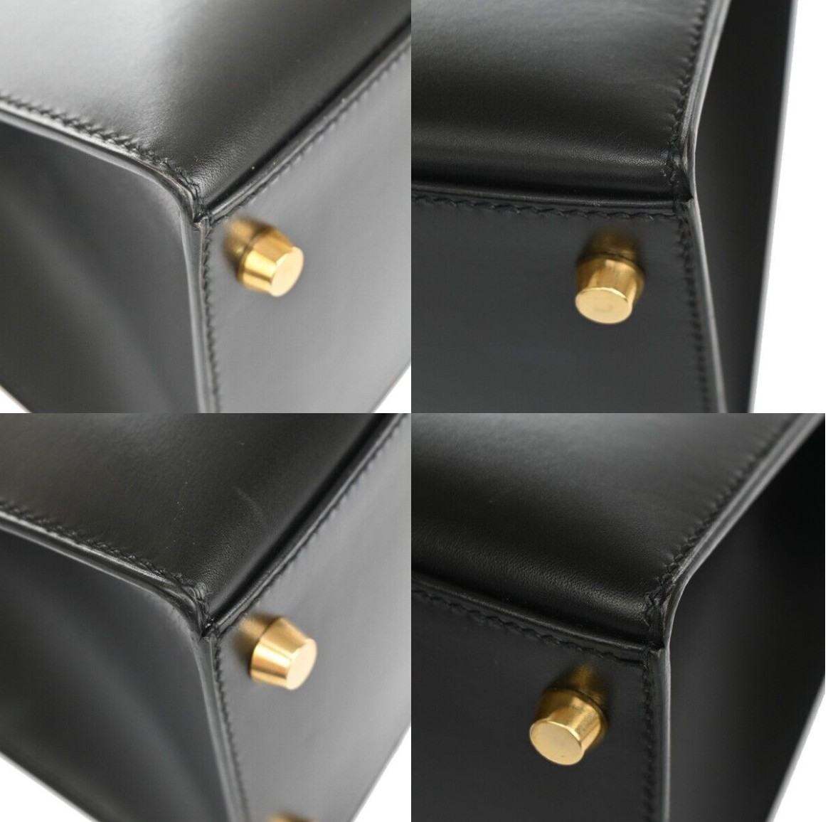 Black Hermes Kelly 28 handbag with a strap