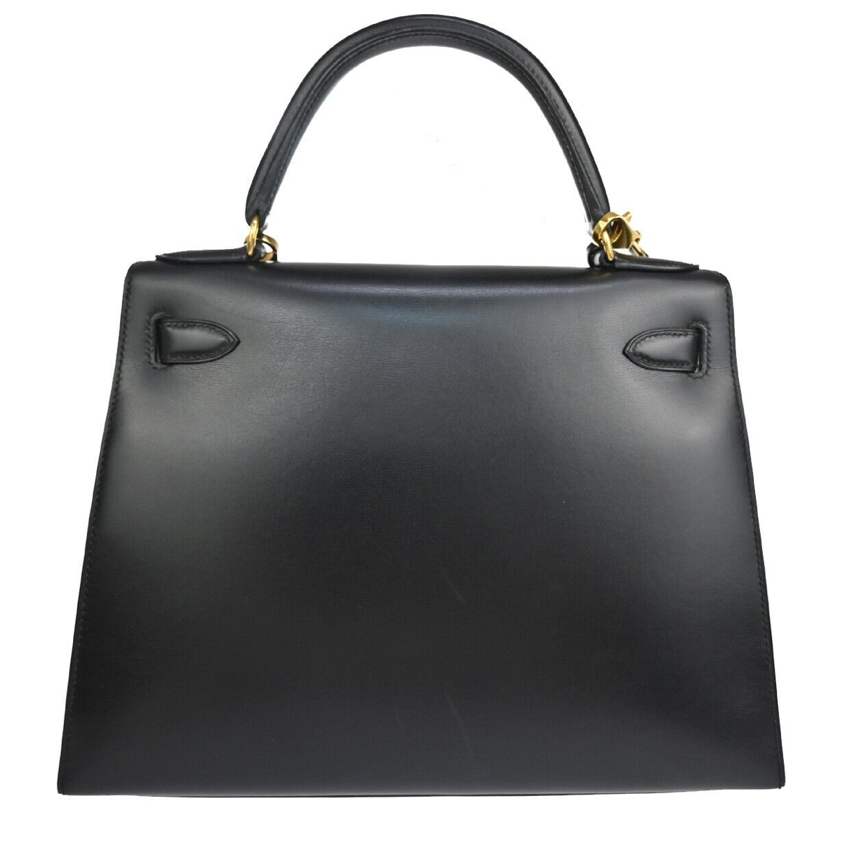 Black Hermes Kelly 28 handbag with a strap