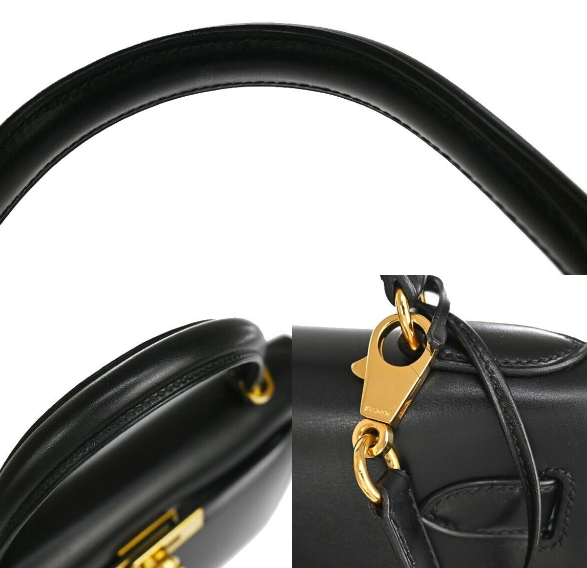 Black Hermes Kelly 28 handbag with a strap
