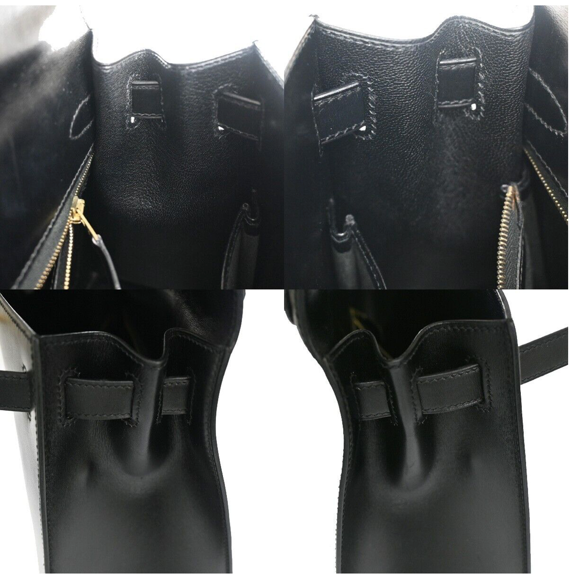 Black Hermes Kelly 28 handbag with a strap