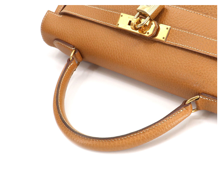 Hermes Kelly 32 gold Camel tan Togo Retourne V stamp, 1966 handbag