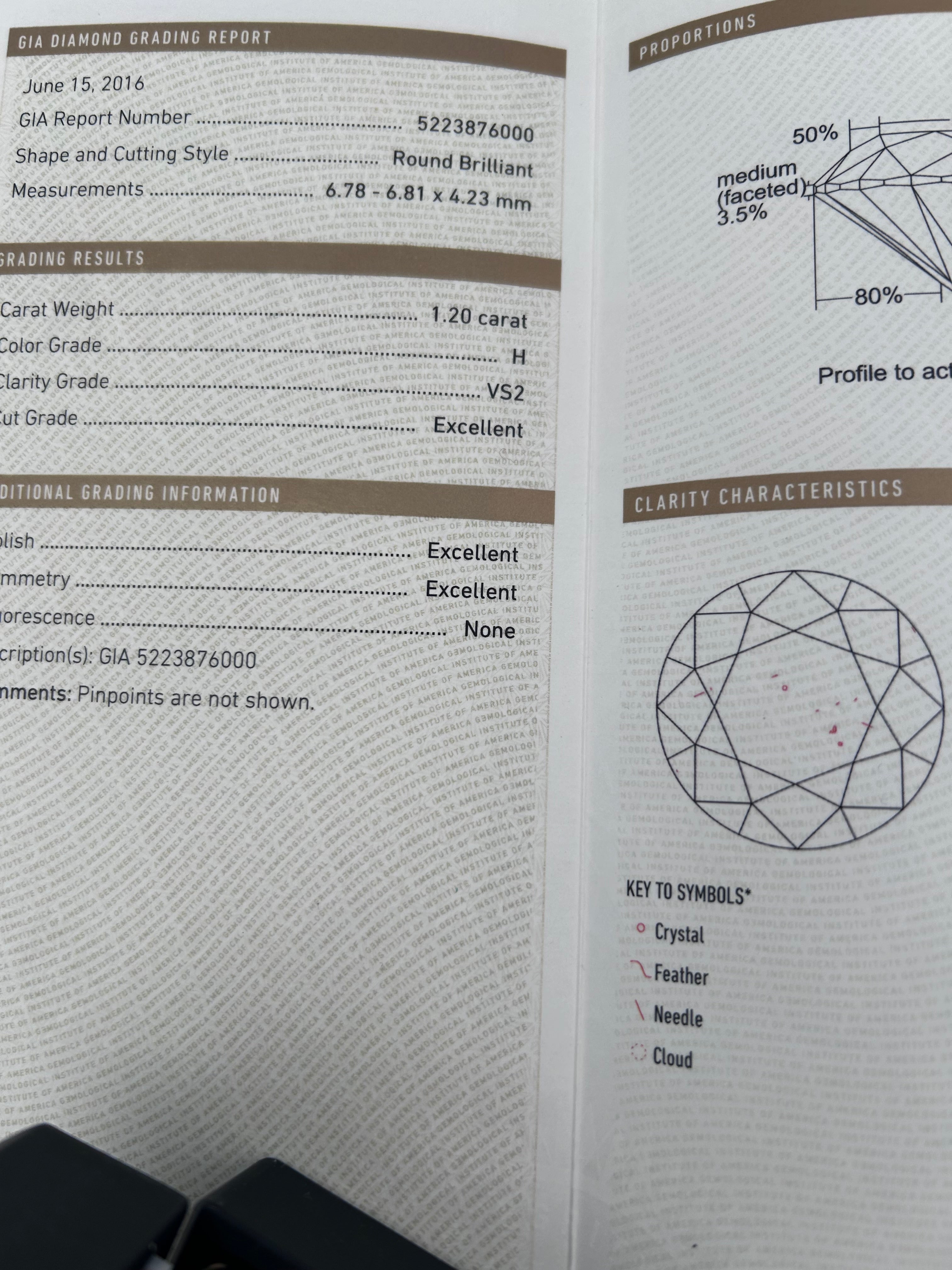 Pre-owned solitaire ring featuring a natural 1.20ct round brilliant diamond (VS2, H color)