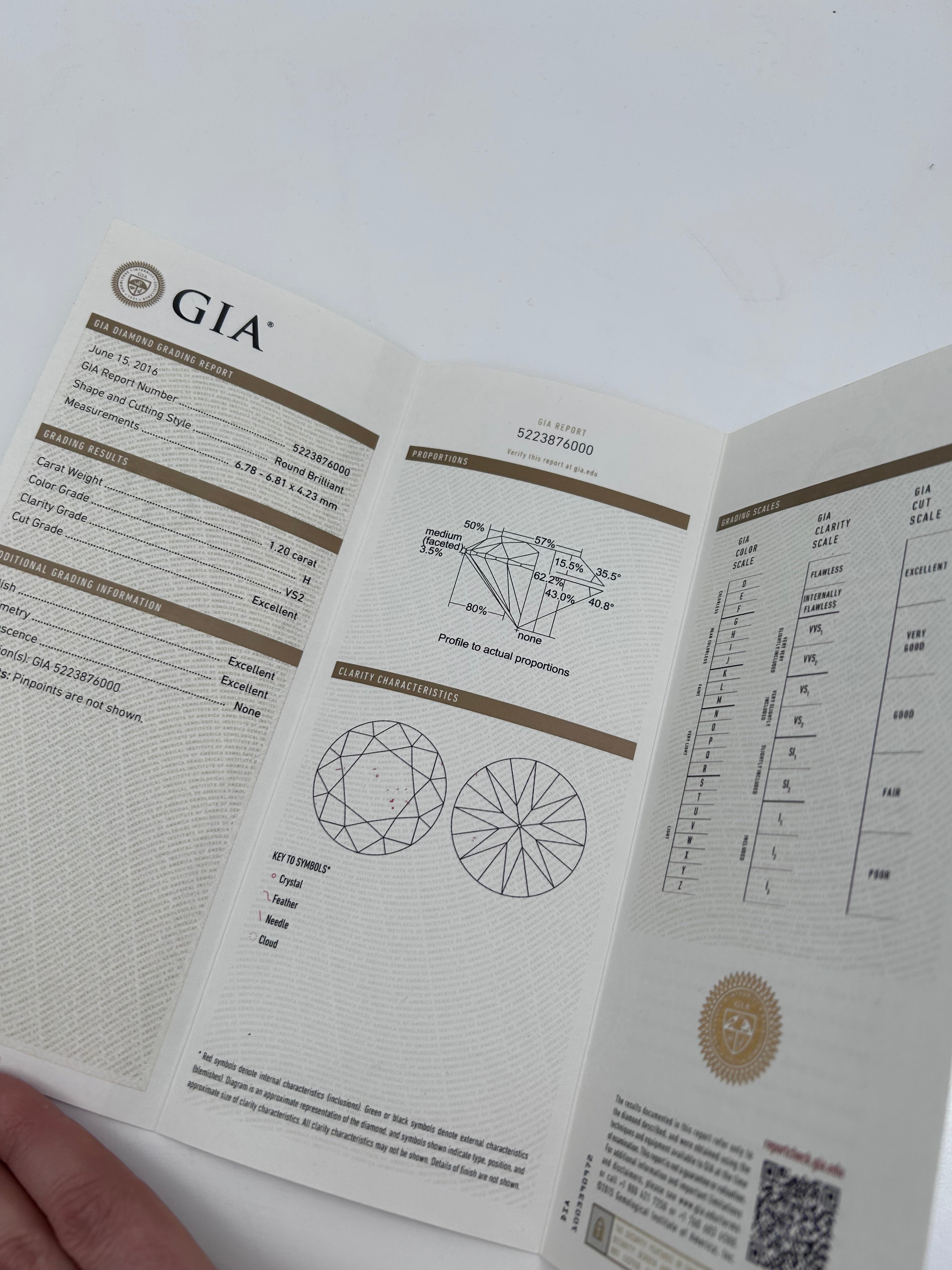 Pre-owned solitaire ring featuring a natural 1.20ct round brilliant diamond (VS2, H color)