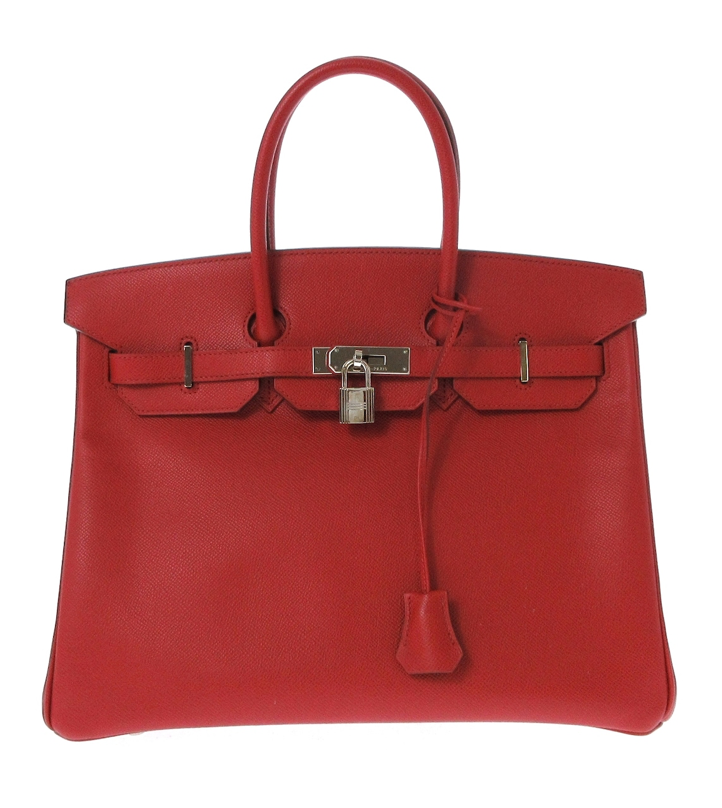 HERMÉS BIRKIN 35CM RED LEATHER HANDBAG WITH DUST BAG, CADENA (WITH KEY), AND CLOCHETTE
