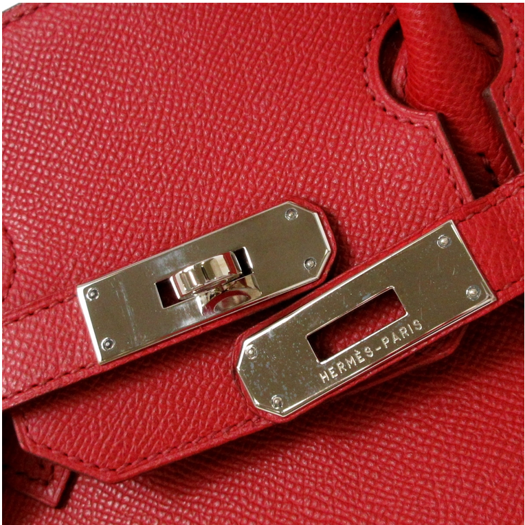 HERMÉS BIRKIN 35CM RED LEATHER HANDBAG WITH DUST BAG, CADENA (WITH KEY), AND CLOCHETTE