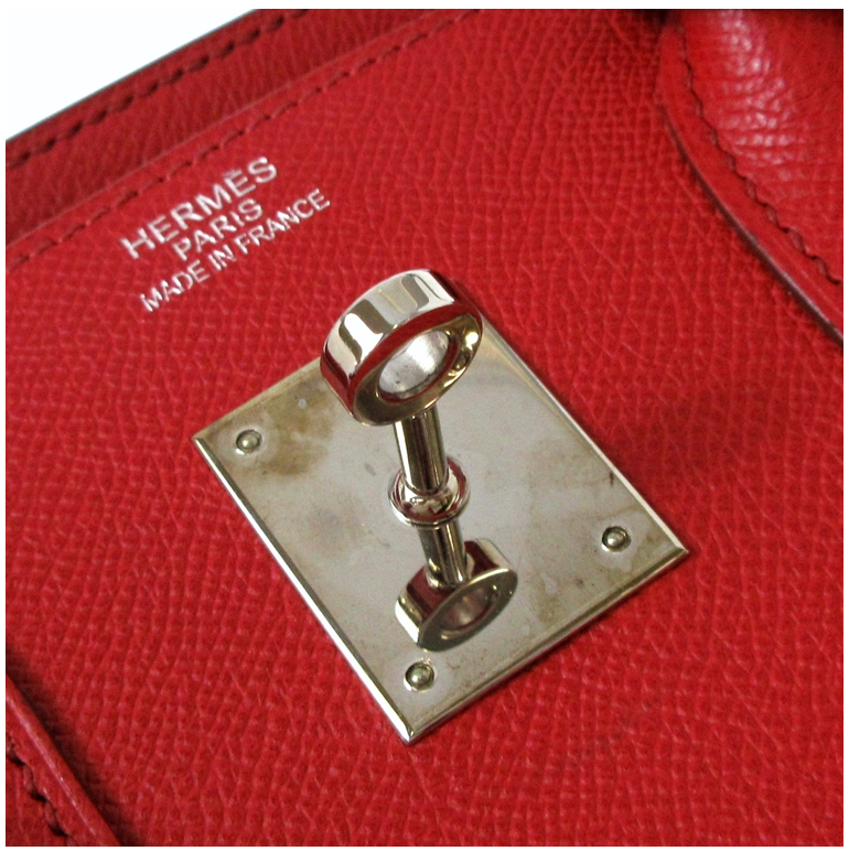 HERMÉS BIRKIN 35CM RED LEATHER HANDBAG WITH DUST BAG, CADENA (WITH KEY), AND CLOCHETTE