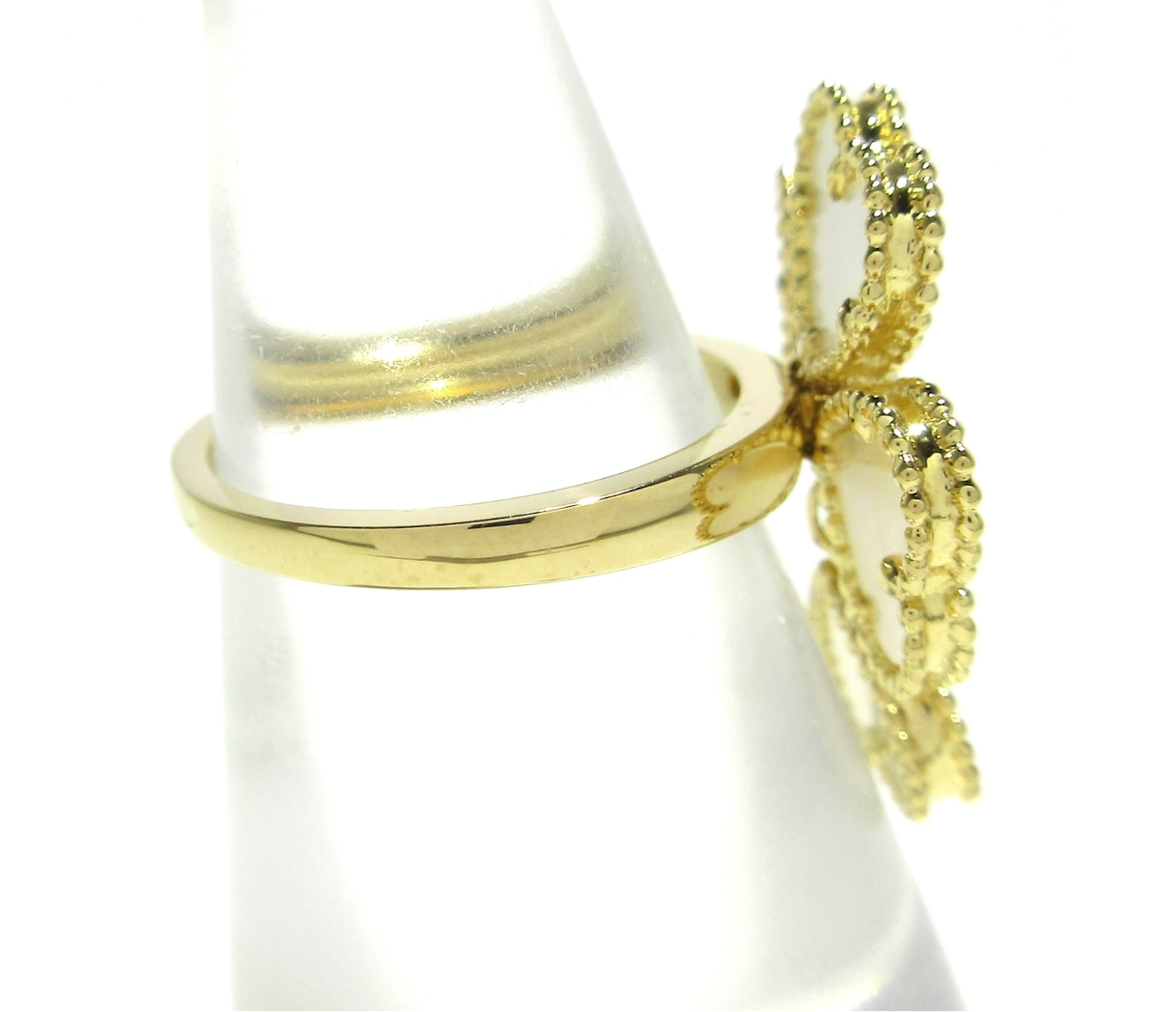 18k yellow gold Van Cleef & Arpels Sweet Alhambra effeuillage ring in full set