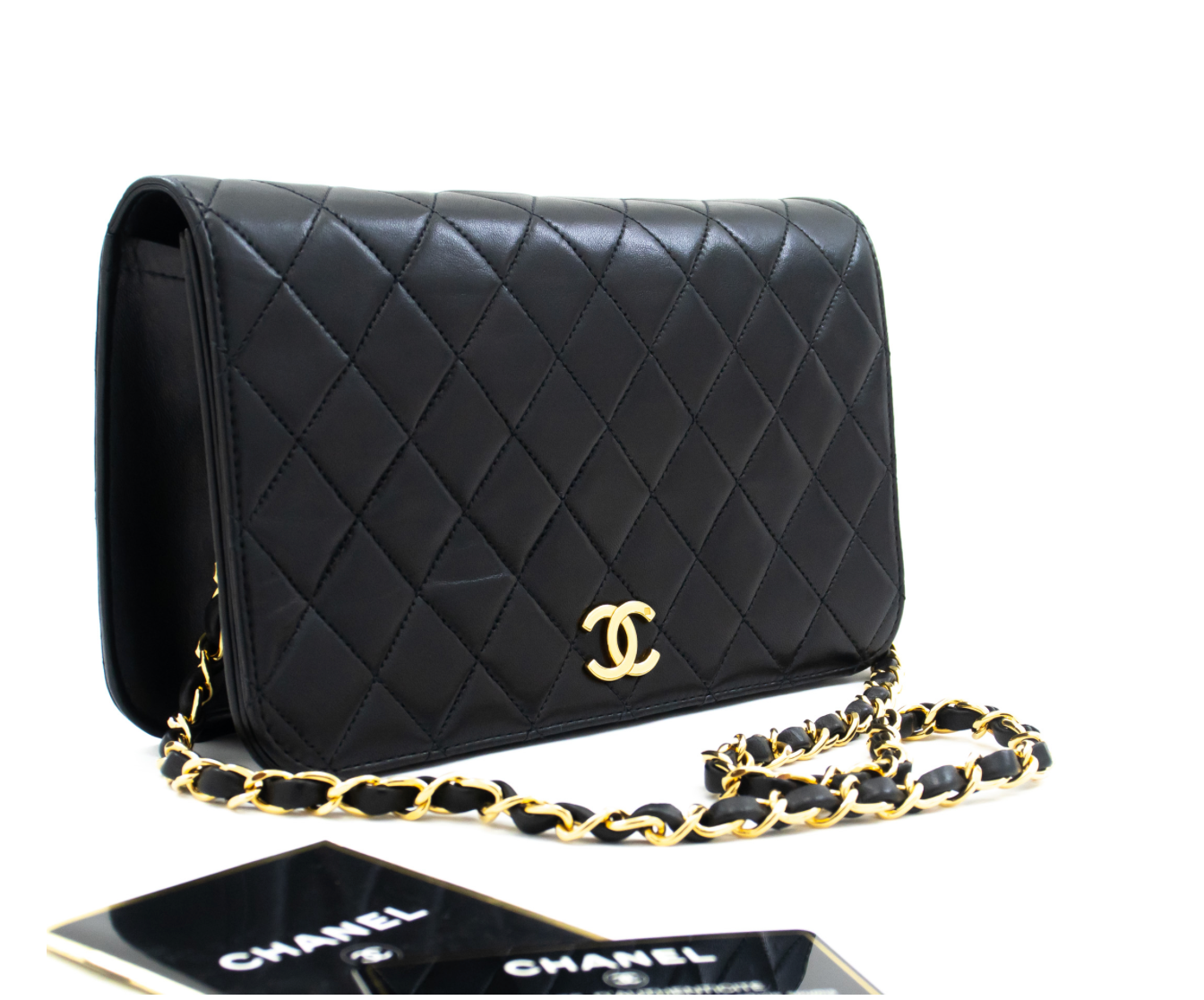Vintage Chanel Full Flap Chain Shoulder Bag in full set - with the box, dust bag and authenticity card