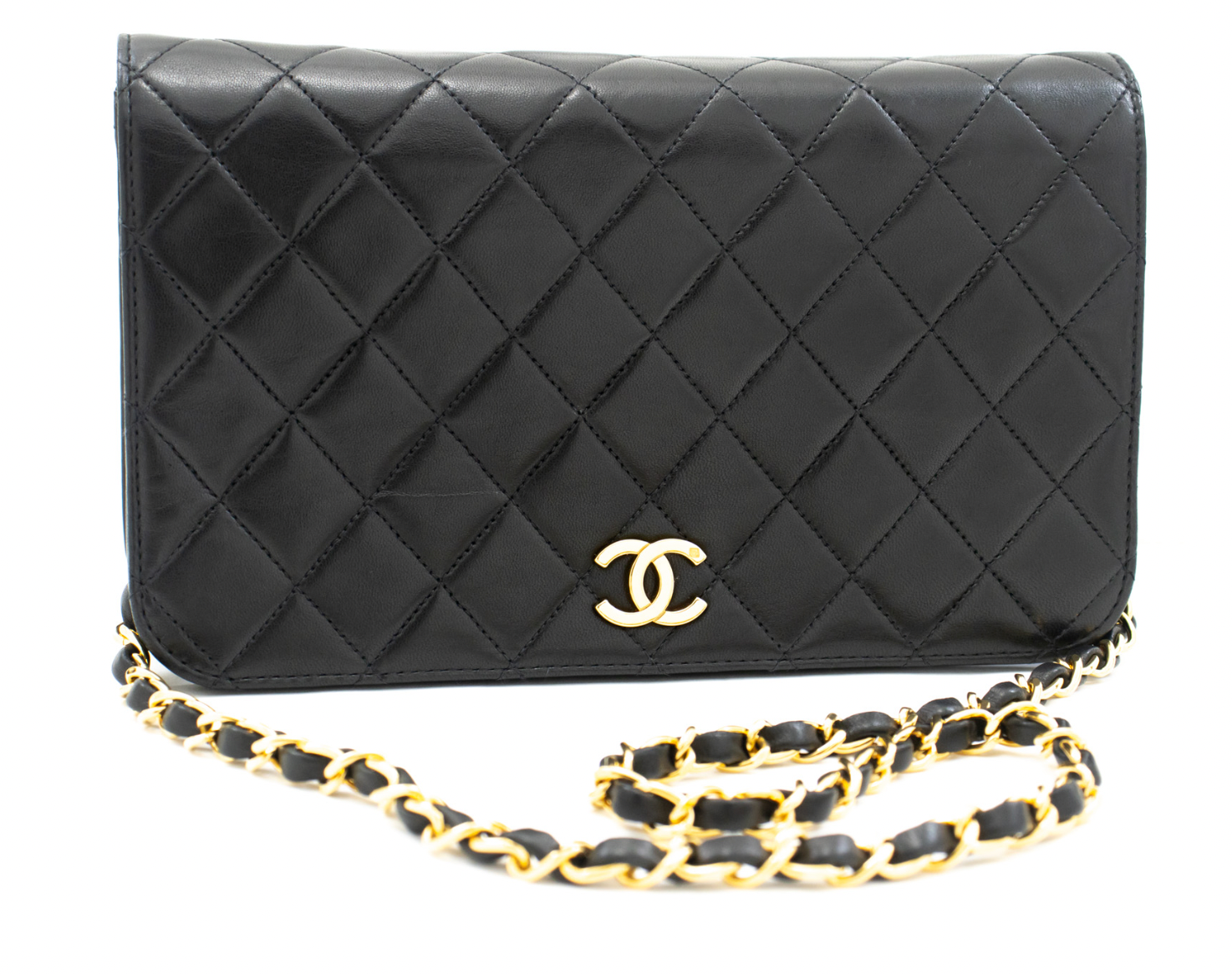 Vintage Chanel Full Flap Chain Shoulder Bag in full set - with the box, dust bag and authenticity card