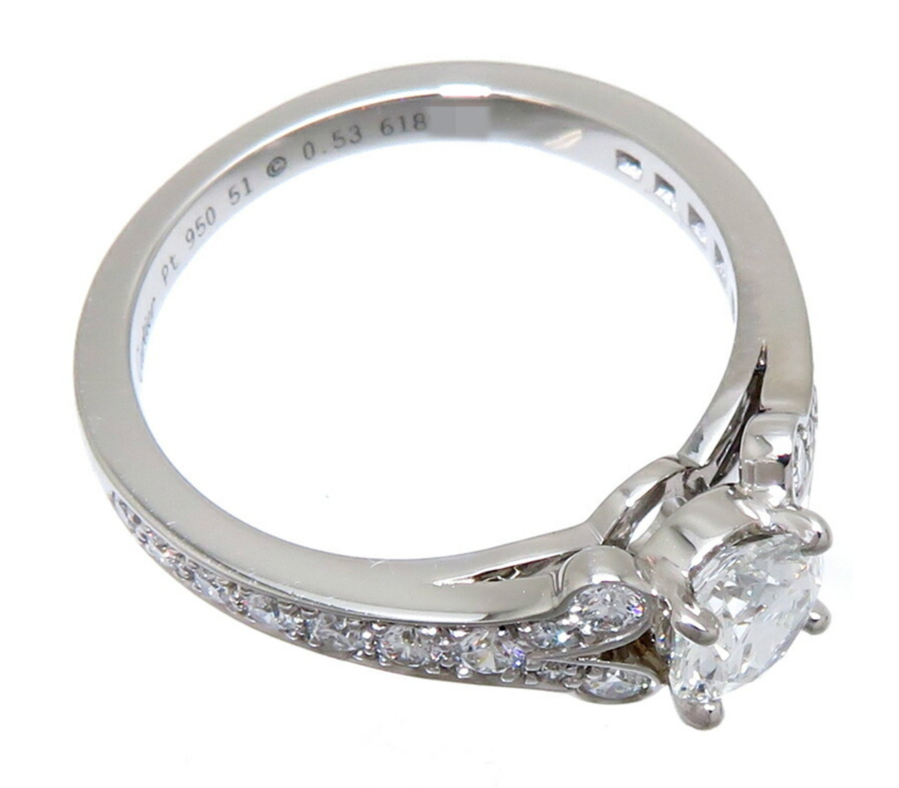 Anillo de compromiso Cartier Platinum de la colección Ballerine con un diamante redondo talla brillante de 0,53 ct