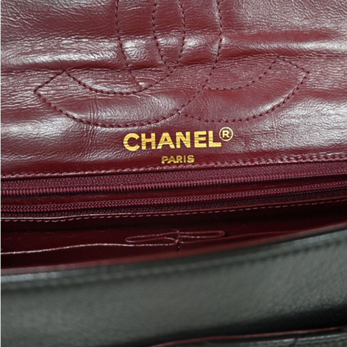 Vintage CHANEL double flap handbag with two tone clasp in full set