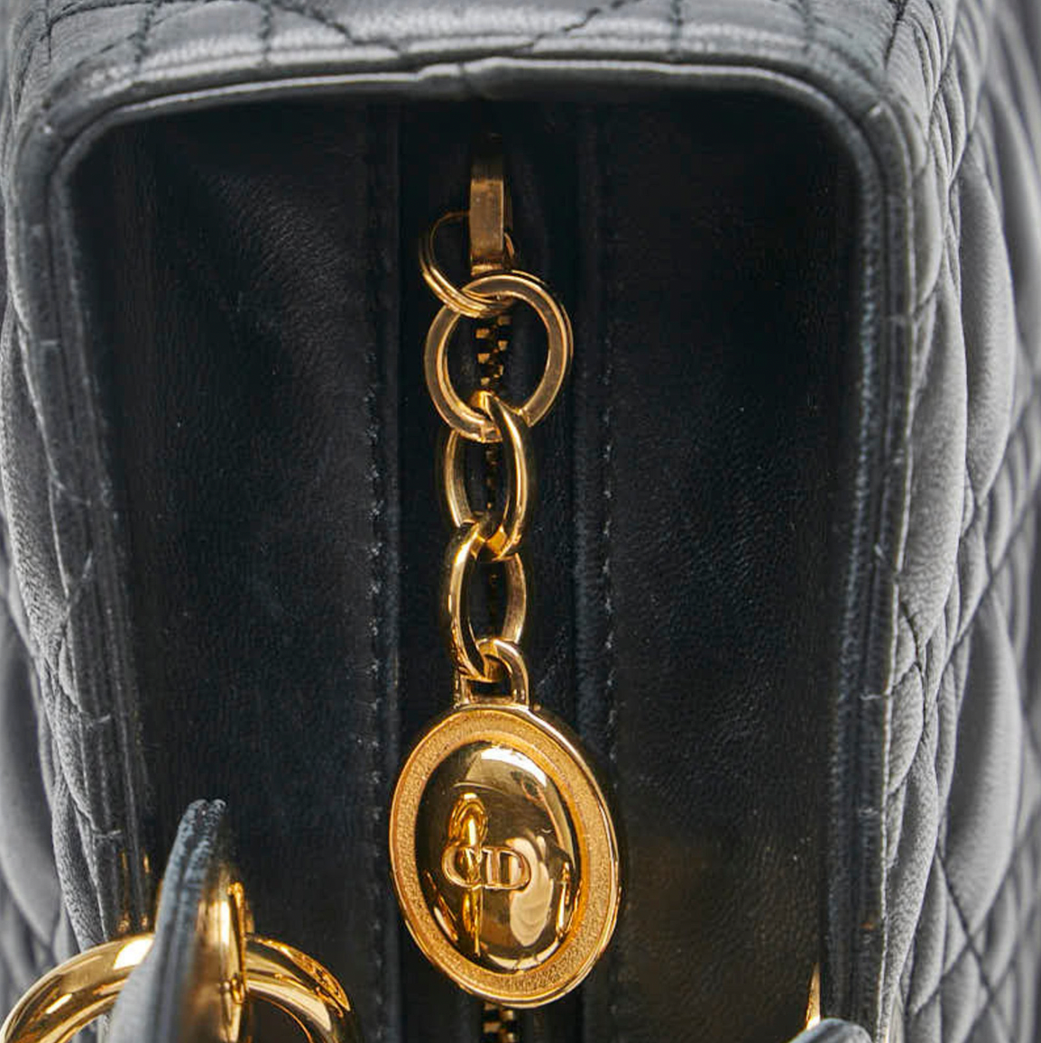 Lady Dior Dior Black Cannage Negro Lambbs de cuero de cuero de piel grande