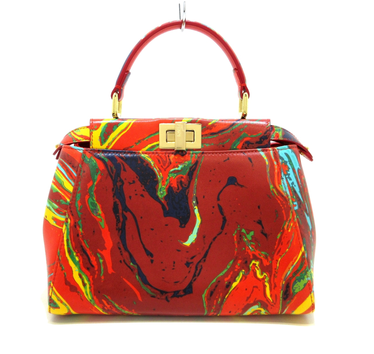 Fendi Mini bolso icónico Peekaboo Nappa Marble Rosso Multicolor