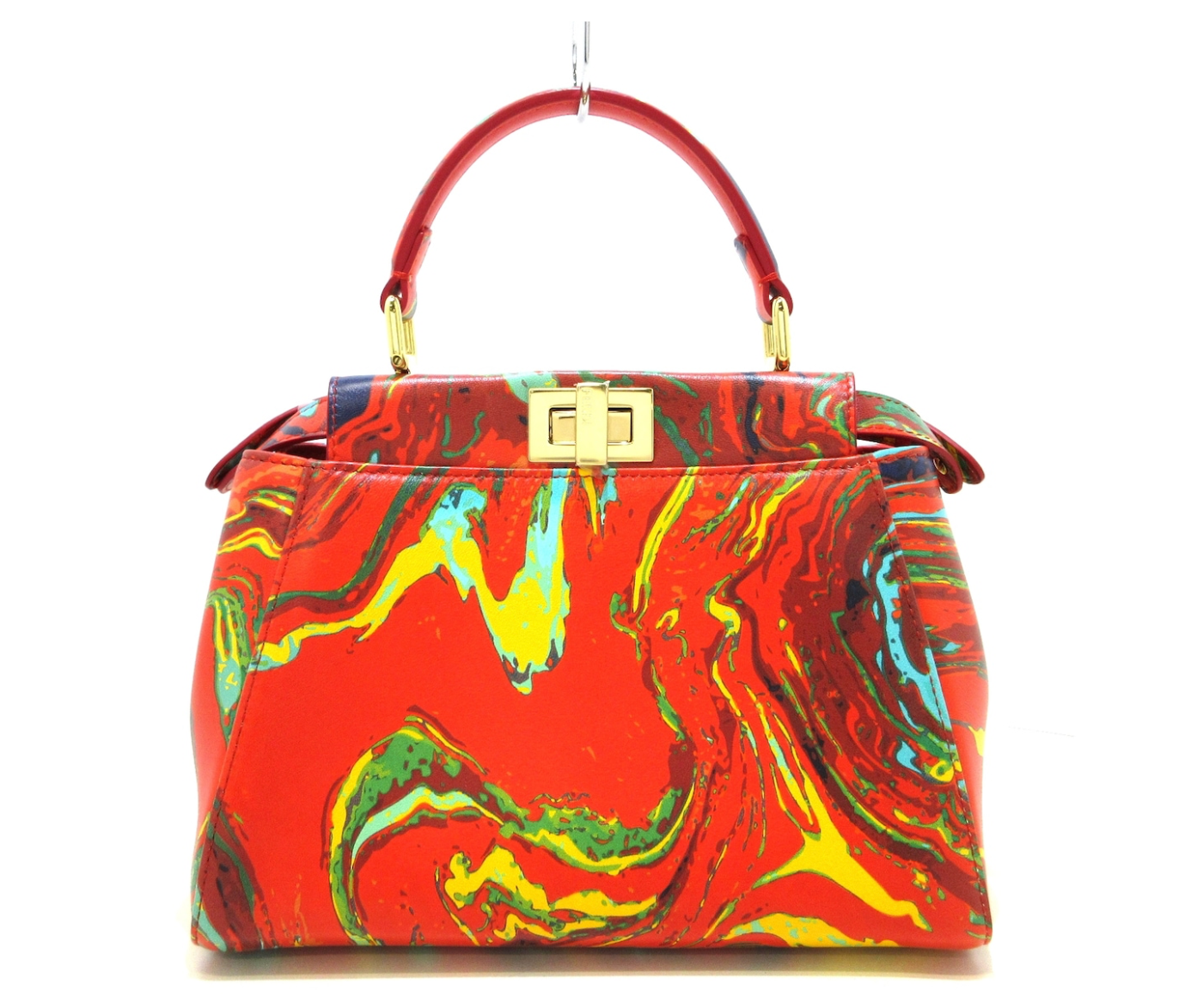 Fendi Mini bolso icónico Peekaboo Nappa Marble Rosso Multicolor