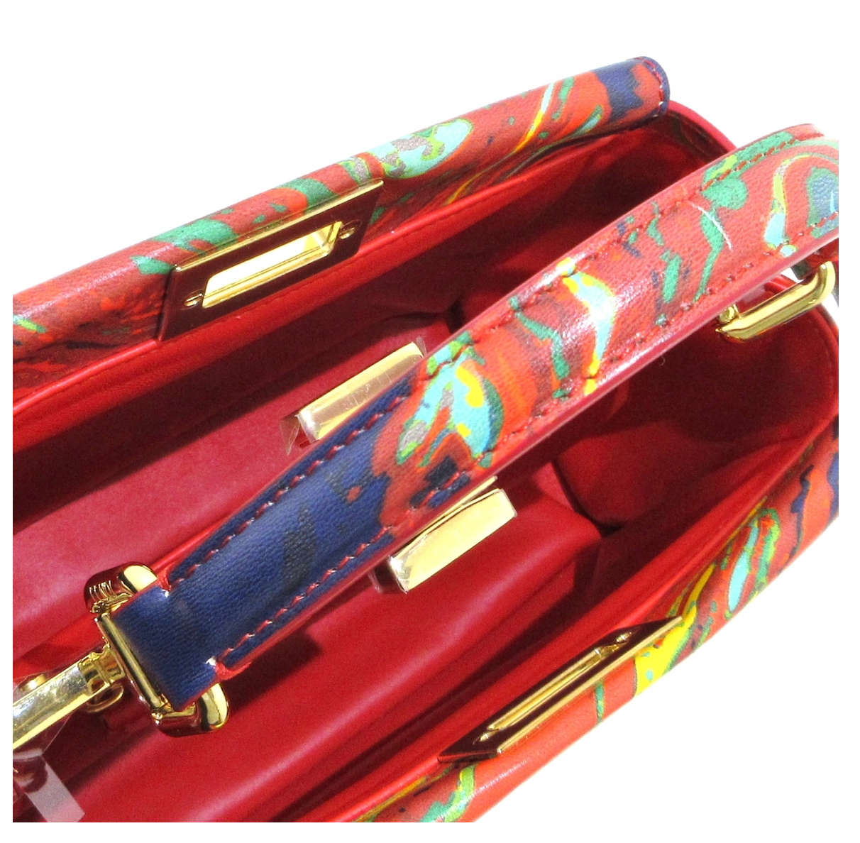 Fendi Mini bolso icónico Peekaboo Nappa Marble Rosso Multicolor