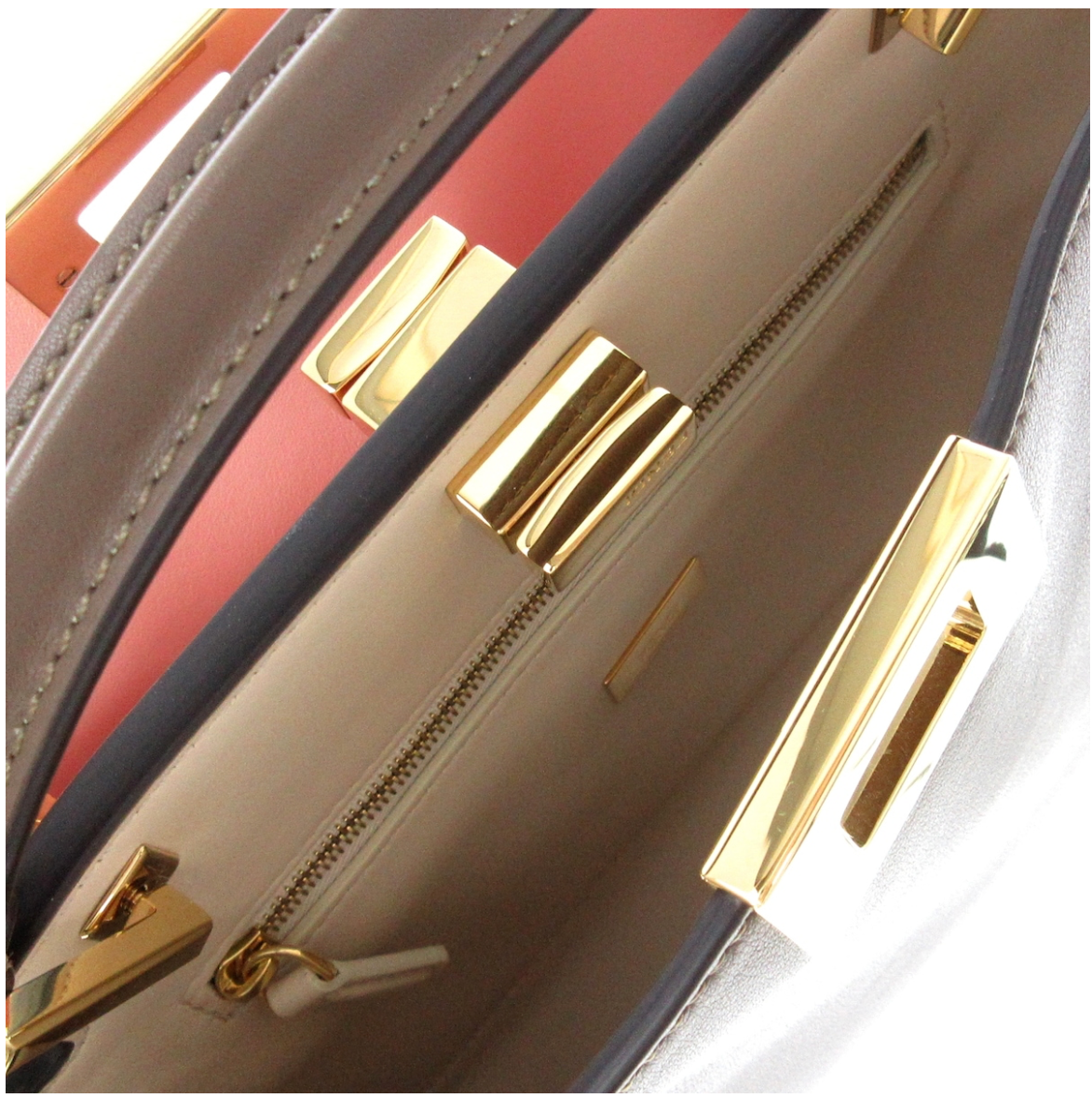 FENDI PEEKABOO ISEEU SMALL brown LEATHER BAG WITH A LONG shoulder STRAP