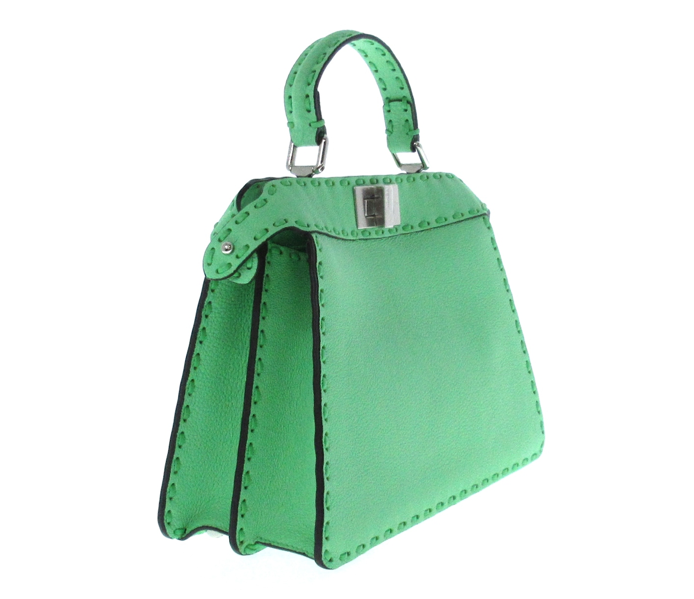 FENDI PEEKABOO SELLERIA in green colour accompanied with a long strap