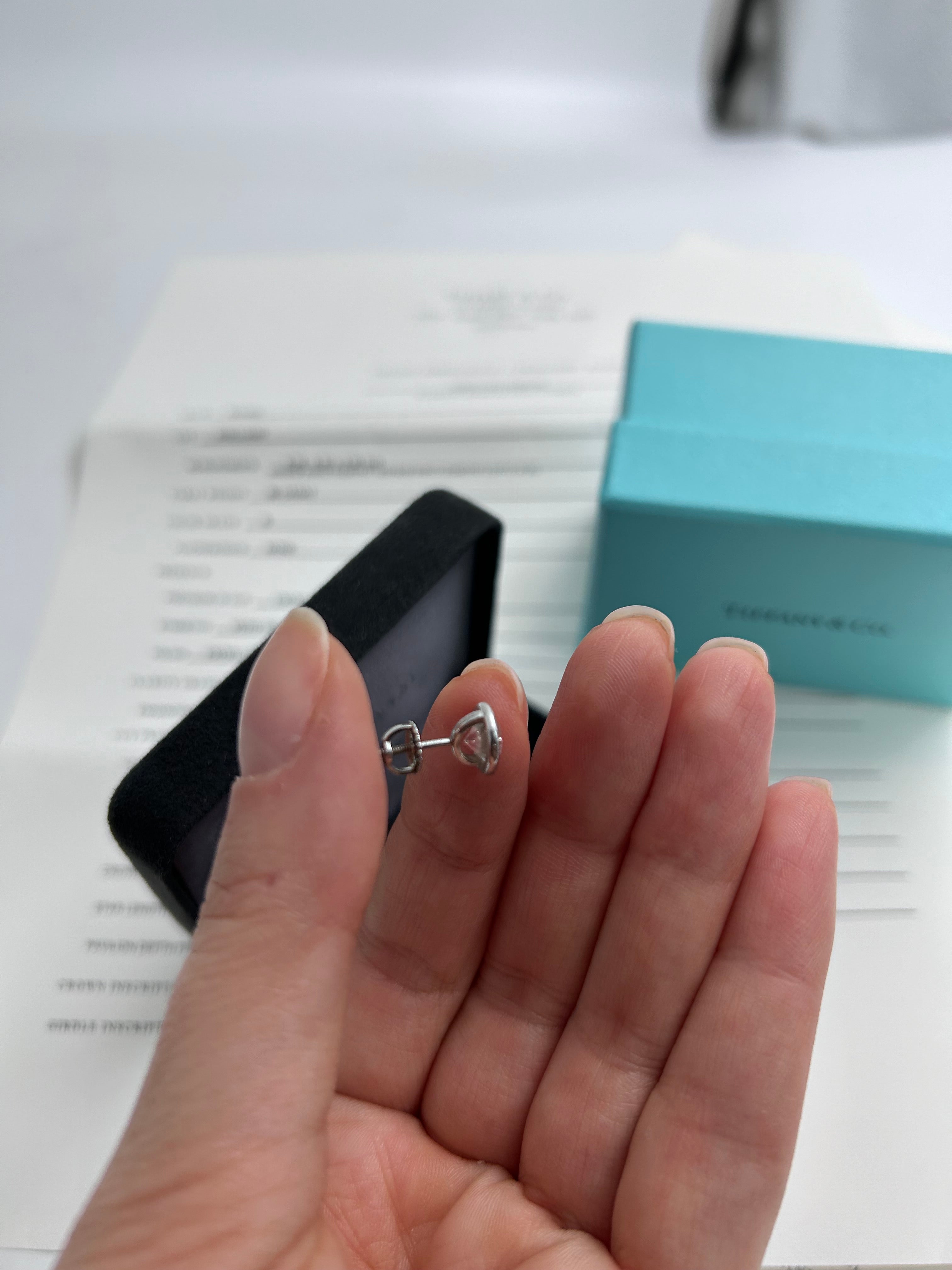 Platinum Tiffany's & Co. diamonds by the Yard® stud earrings with box and certificate