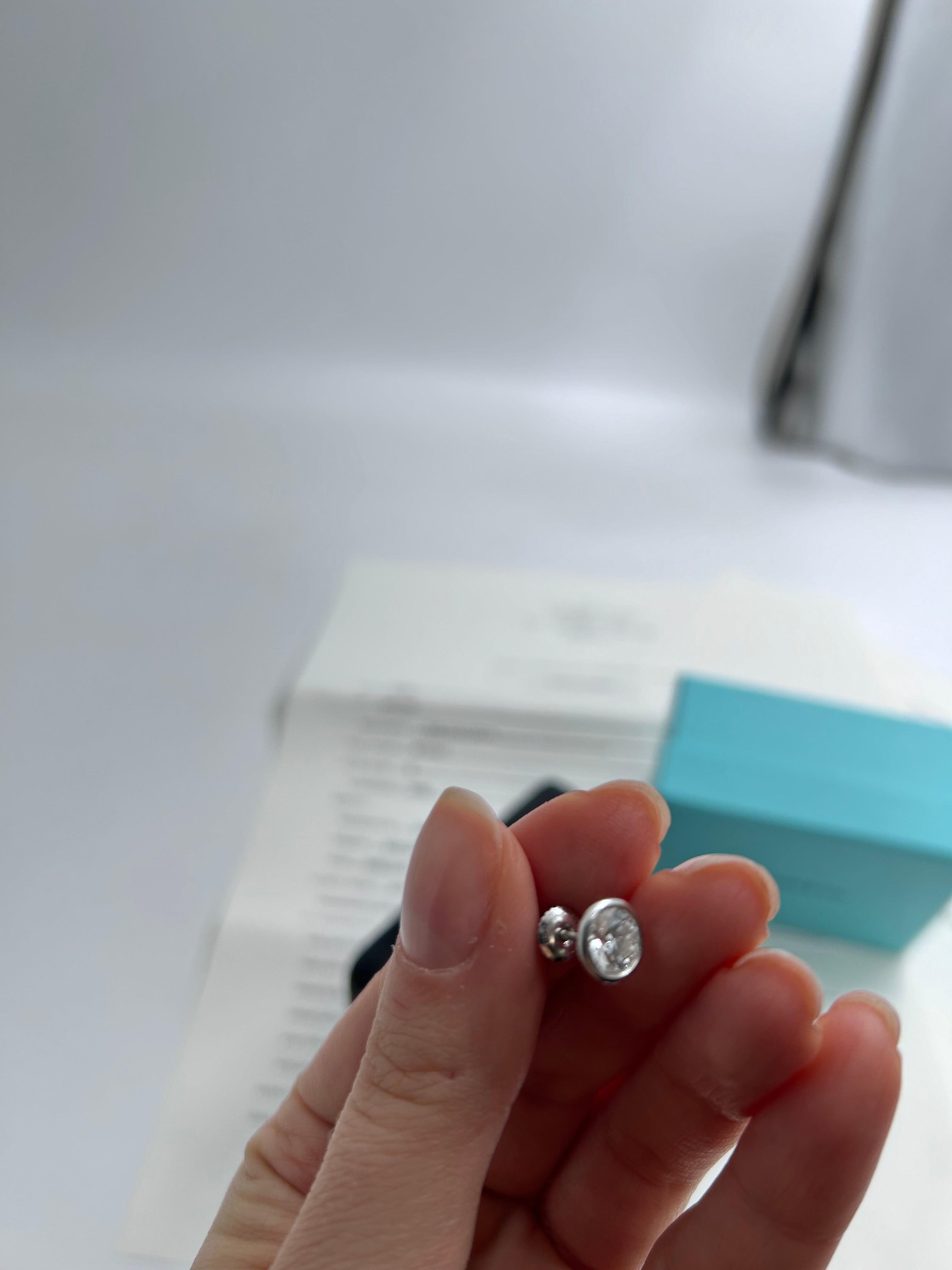 Platinum Tiffany's & Co. diamonds by the Yard® stud earrings with box and certificate