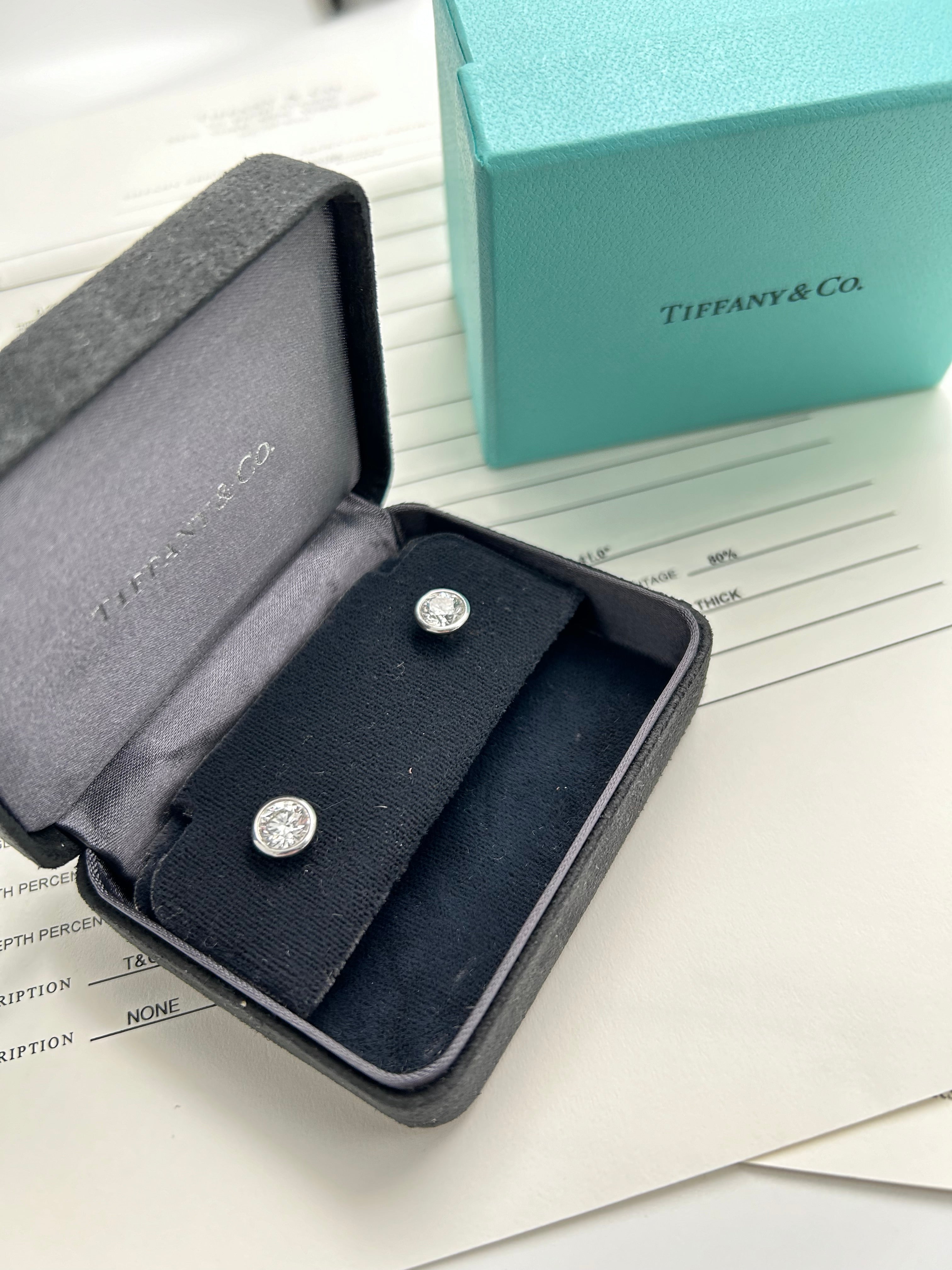Platinum Tiffany's & Co. diamonds by the Yard® stud earrings with box and certificate