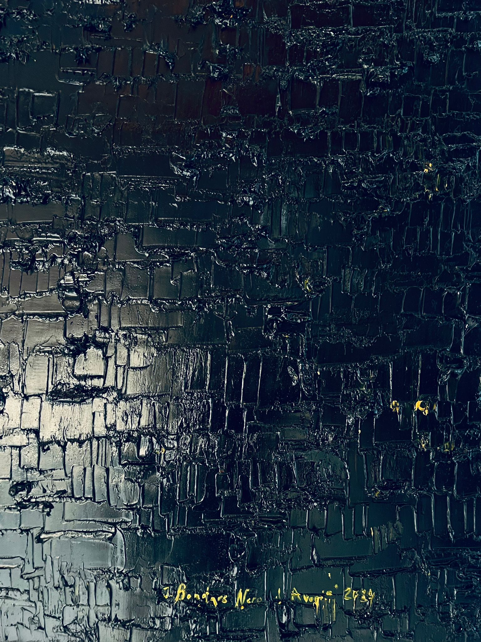 "Nero d'Averio" oil on canvas by Ieva Bondare executed in authors technique