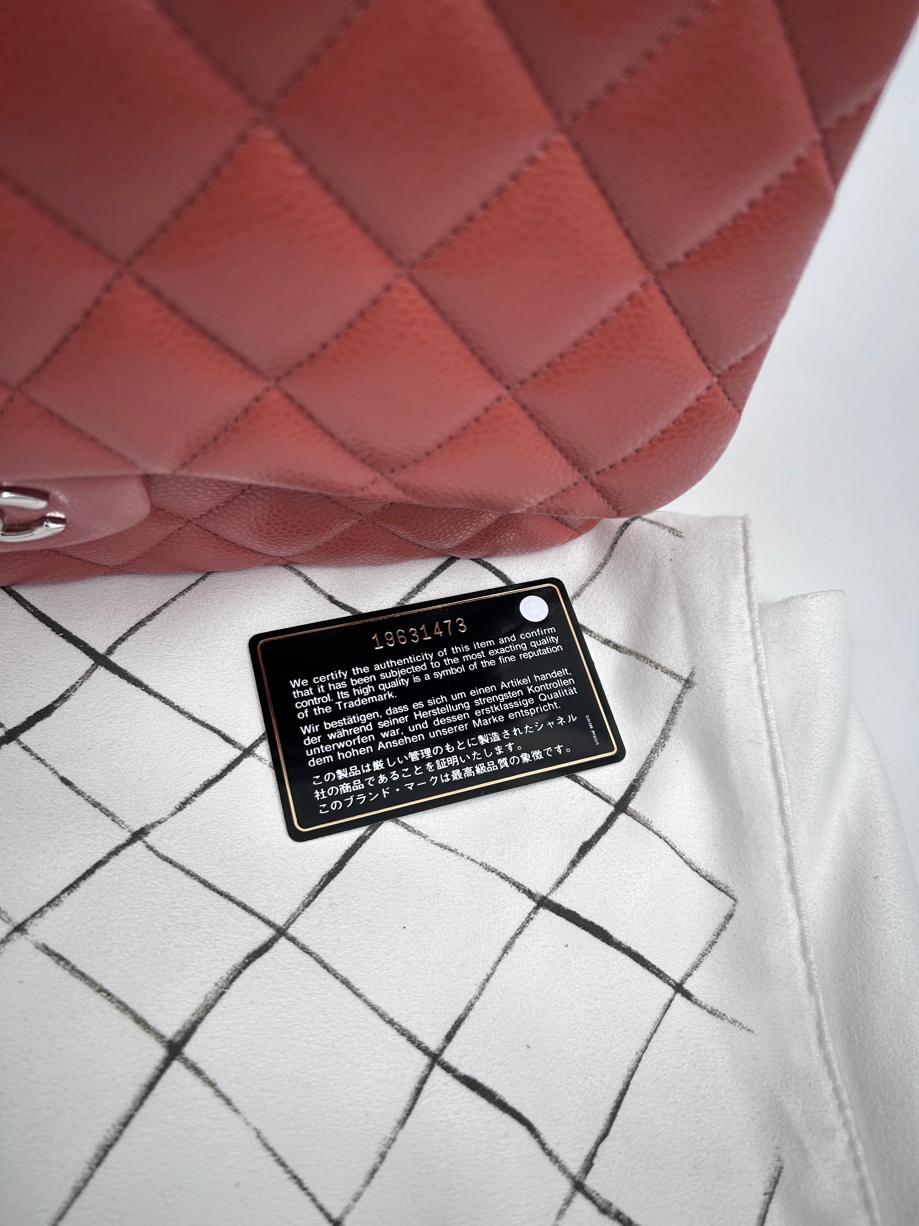 Pre-owned Chanel Jumbo Classic double flap Bag in Caramel Caviar leather with silver Hardwarer