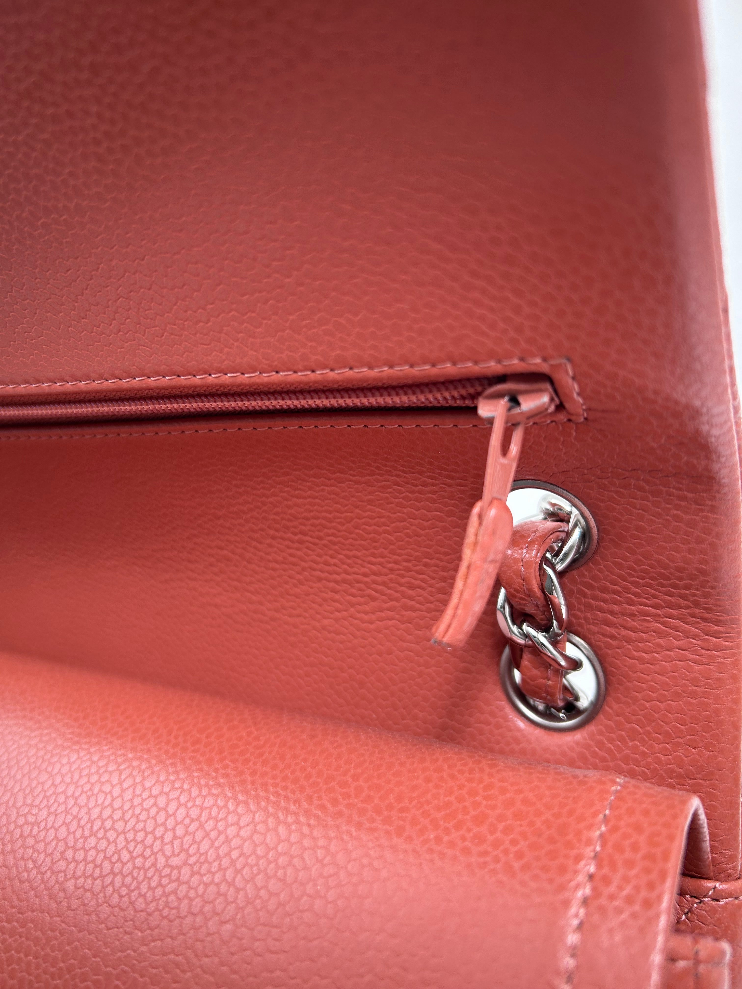 Pre-owned Chanel Jumbo Classic double flap Bag in Caramel Caviar leather with silver Hardwarer