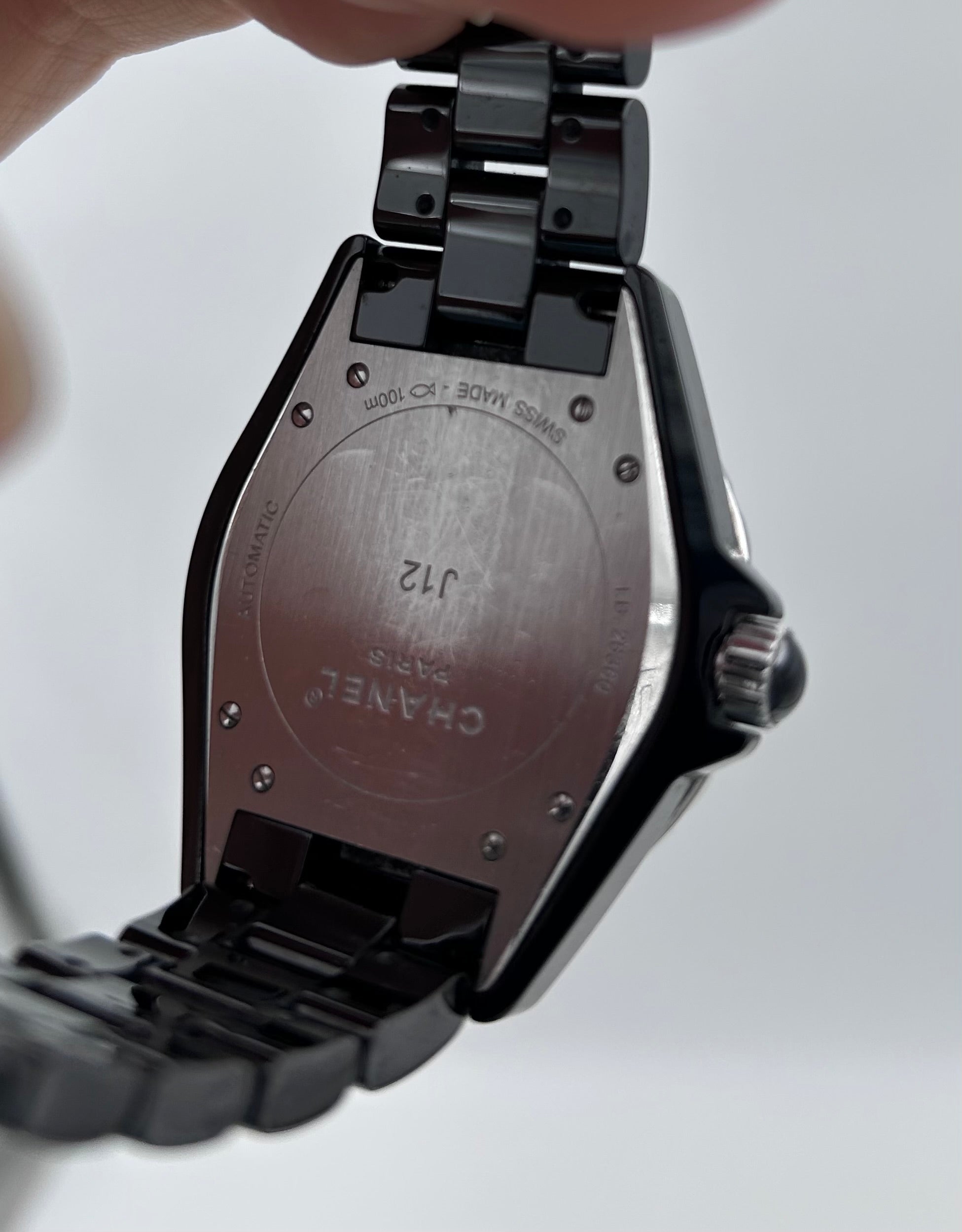 Pre-owned Full set Chanel J12 Automatic ceramic watch with diamond bezel