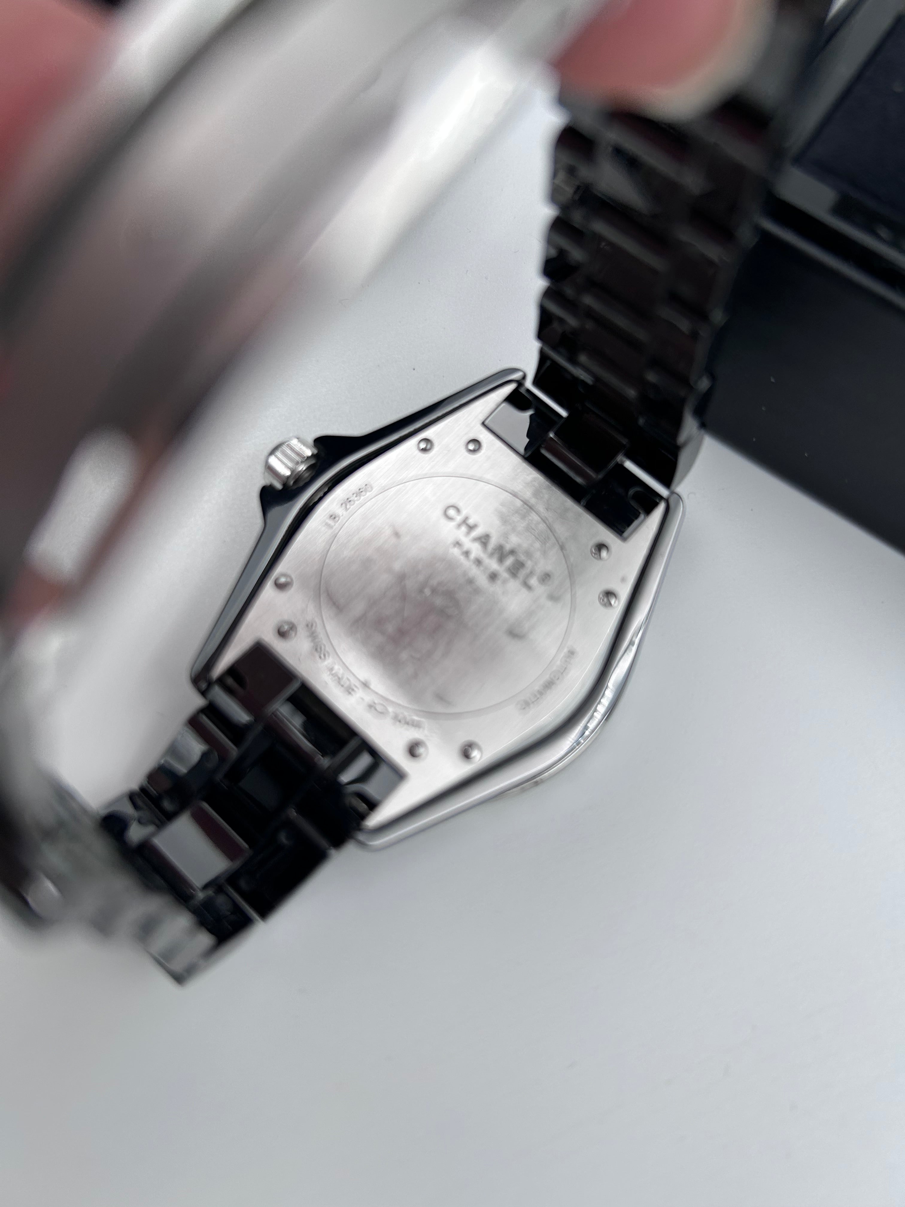 Pre-owned Full set Chanel J12 Automatic ceramic watch with diamond bezel