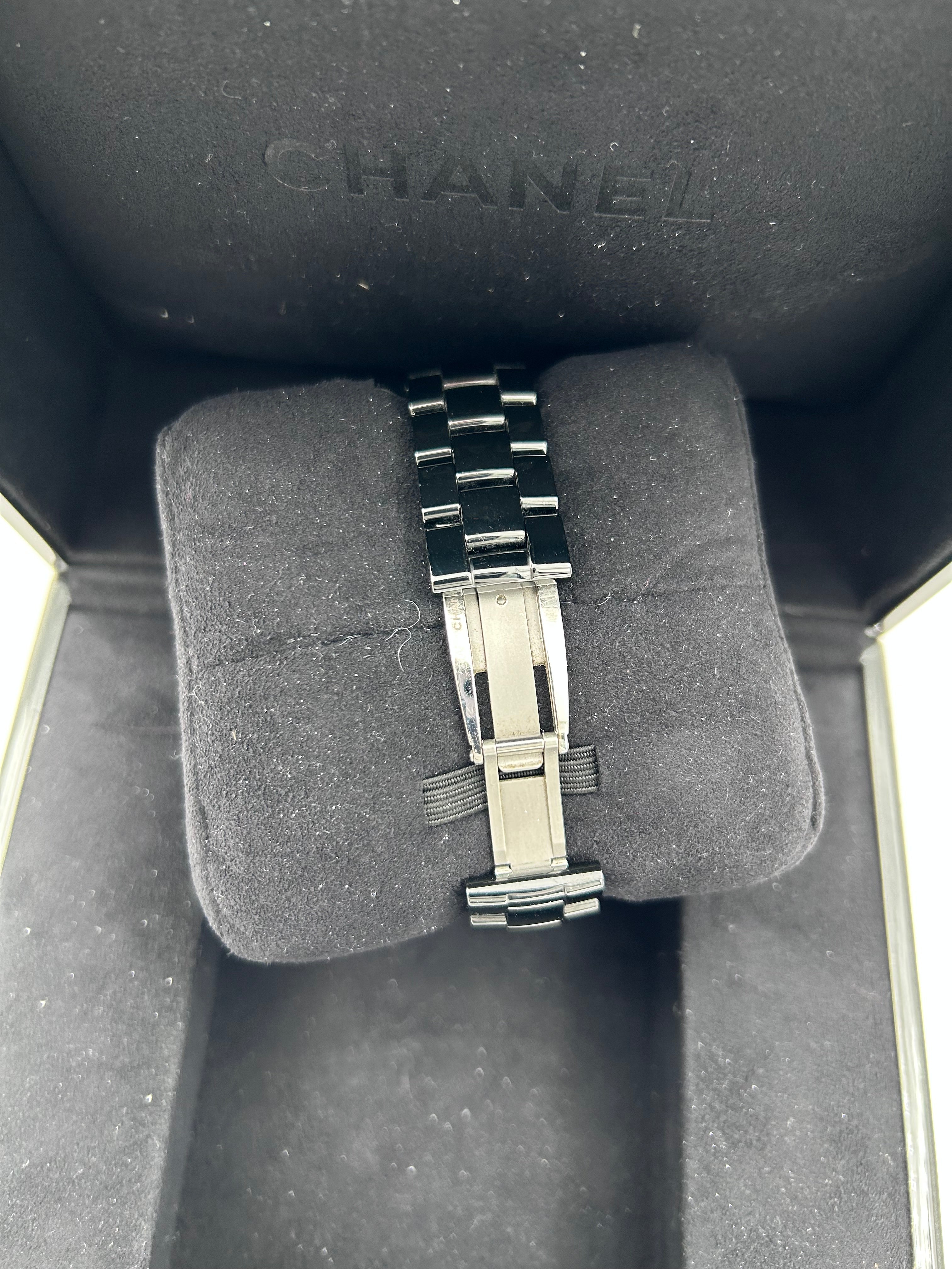 Pre-owned Full set Chanel J12 Automatic ceramic watch with diamond bezel