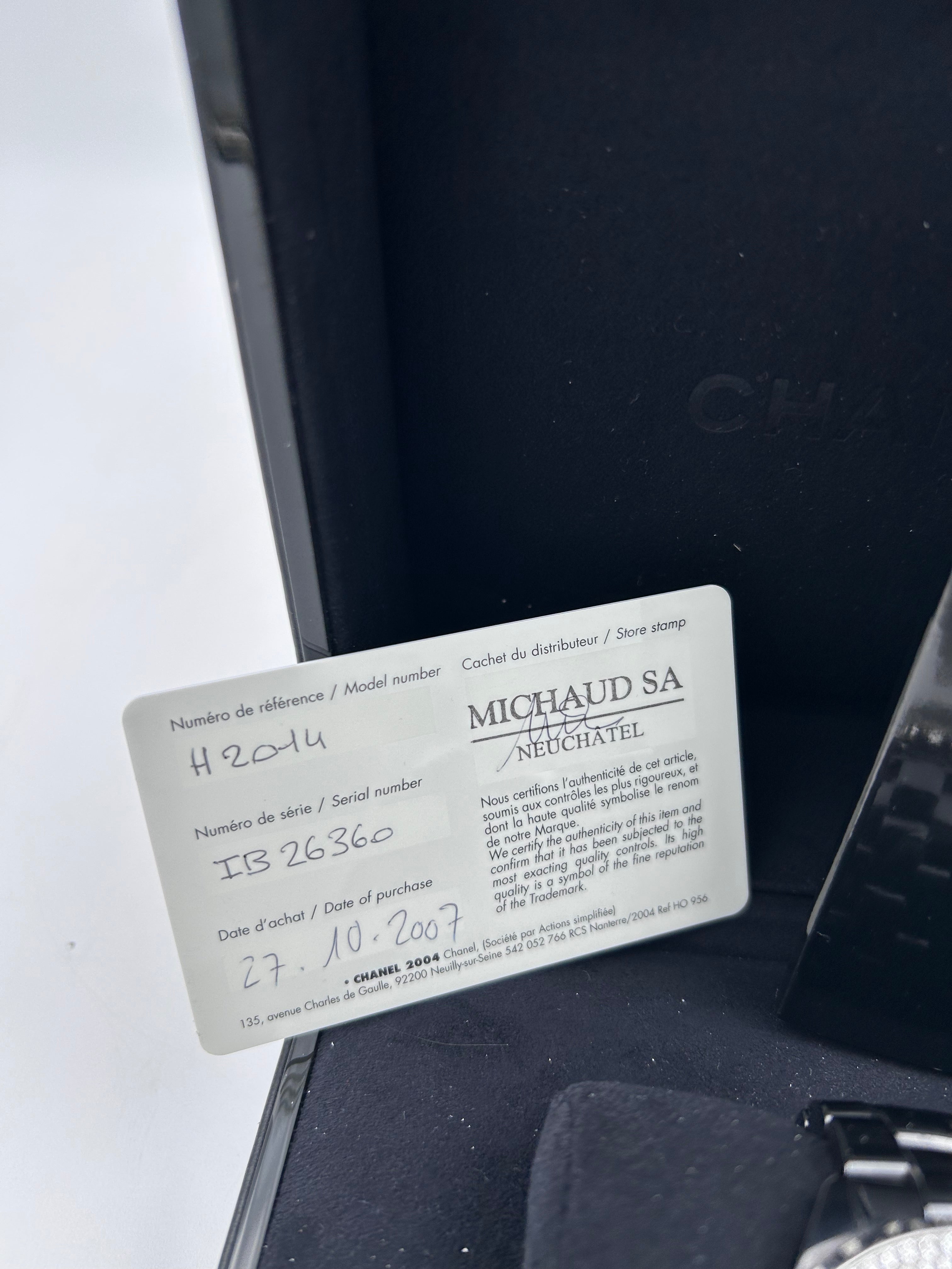 Pre-owned Full set Chanel J12 Automatic ceramic watch with diamond bezel