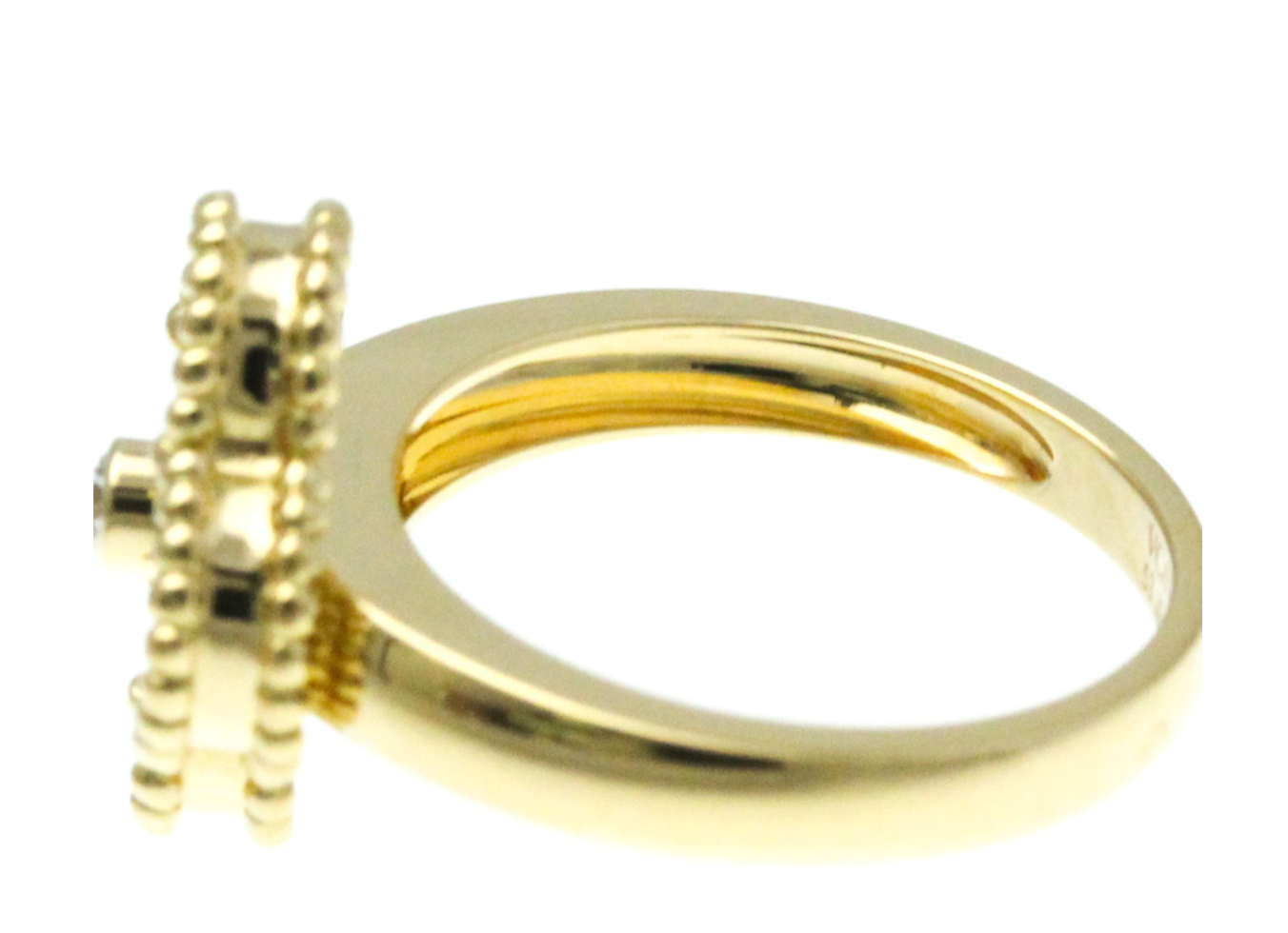 Pre-owned Van Cleef & Arpels 18K yellow gold Vintage Alhambra ring with onyx inlay & diamond