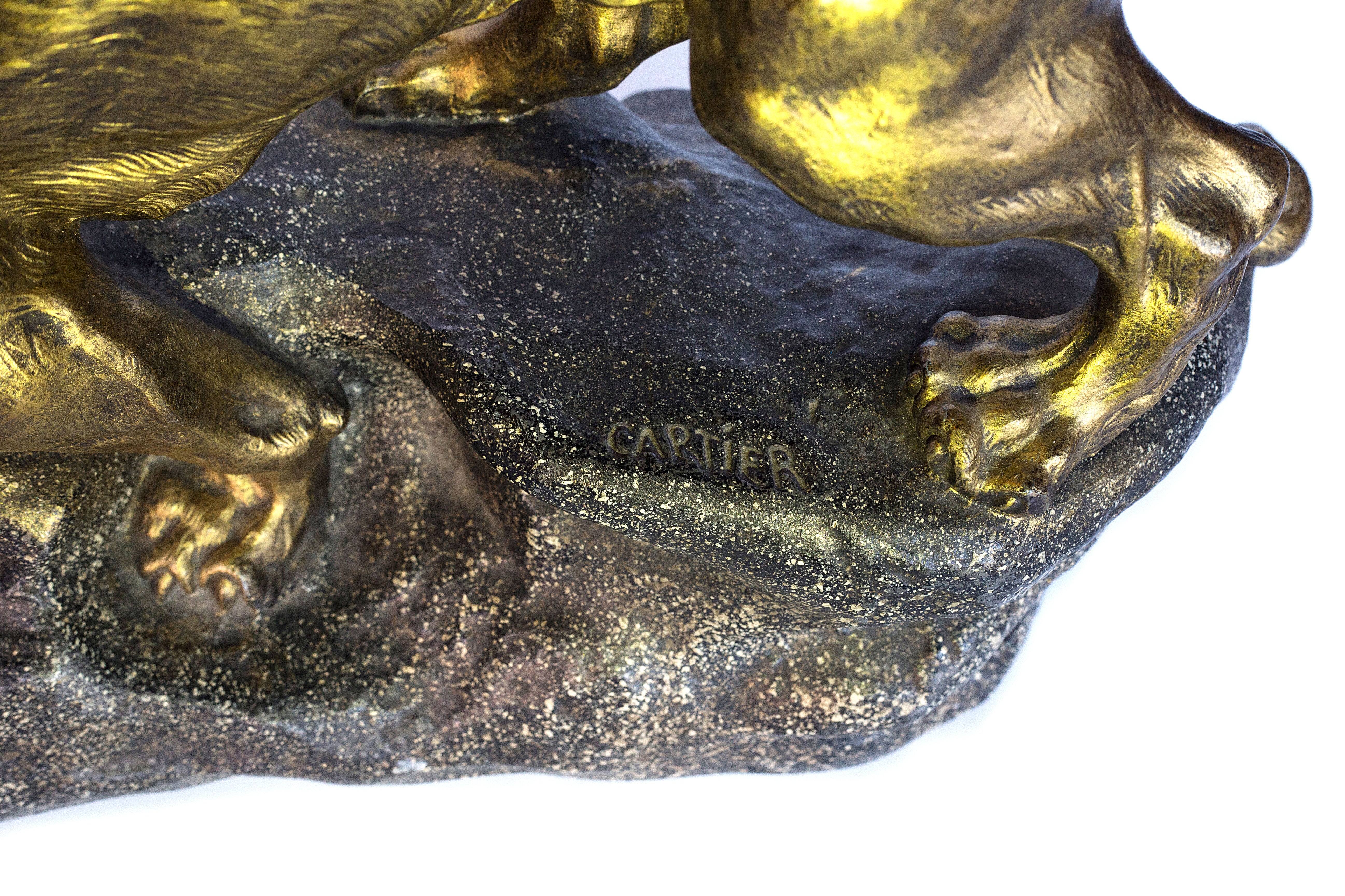 Stunning Cartier 19th century Lioness sculpture on stone base