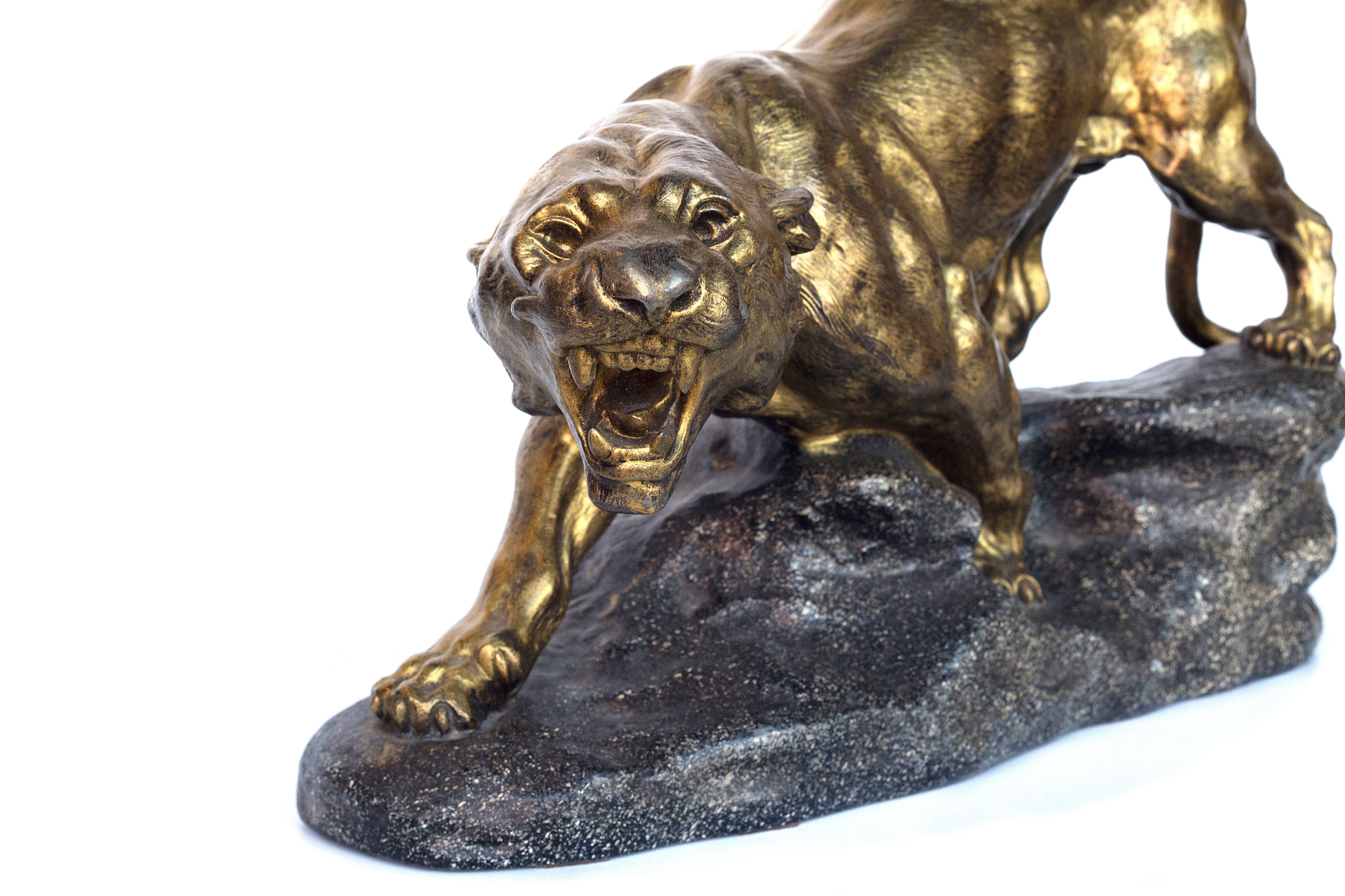 Stunning Cartier 19th century Lioness sculpture on stone base