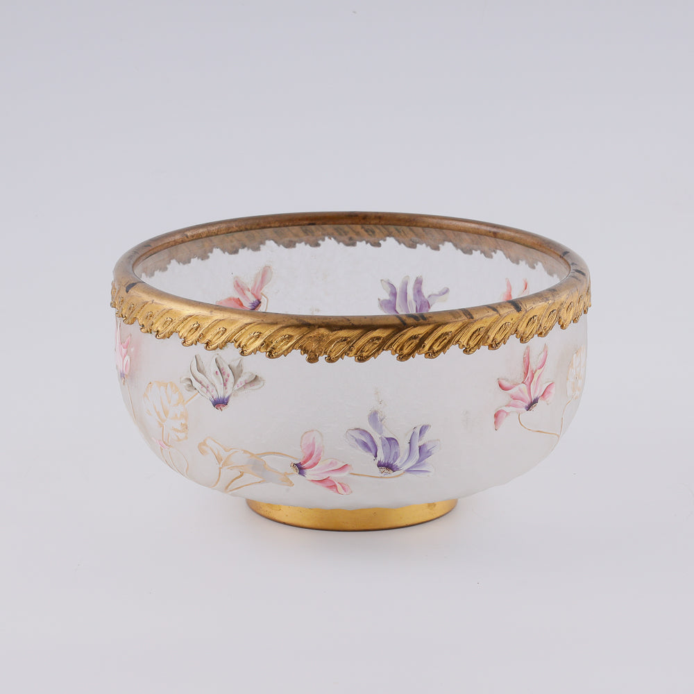 Old Paris matted glass vase with floral motifs