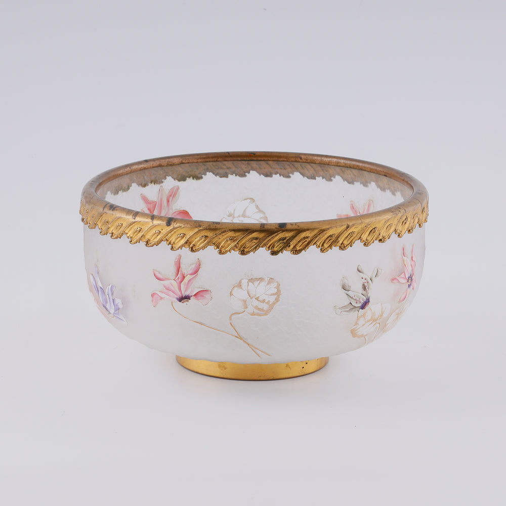 Old Paris matted glass vase with floral motifs