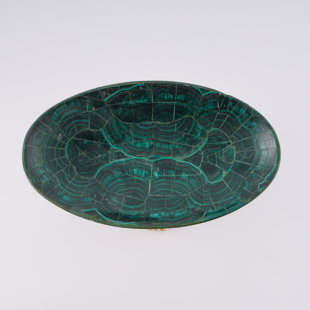 Antique Malachite vase on a gold-plated bronze Neoreanissence plinth and fruit garland